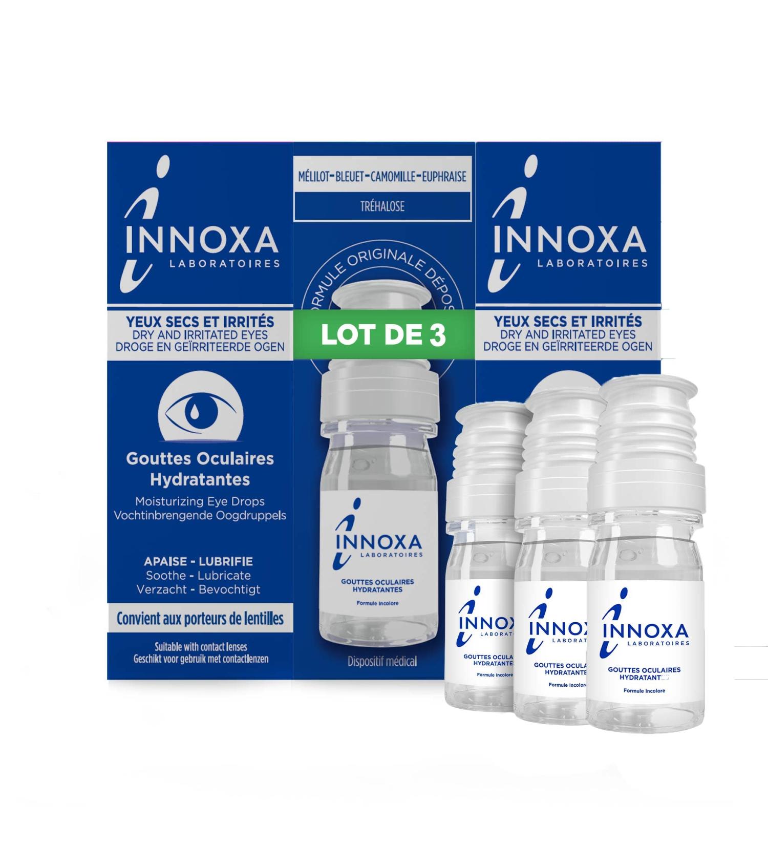 INNOXA - Eye Drops - Hydrates and Quickly Relieves Dry Irritated Eyes - SPECIAL ALLERGIES - Prolongs the Comfort of Lenses - Preservative-Free - Made in France - Pack of 3x10ml - Buy Online on GoSupps.com