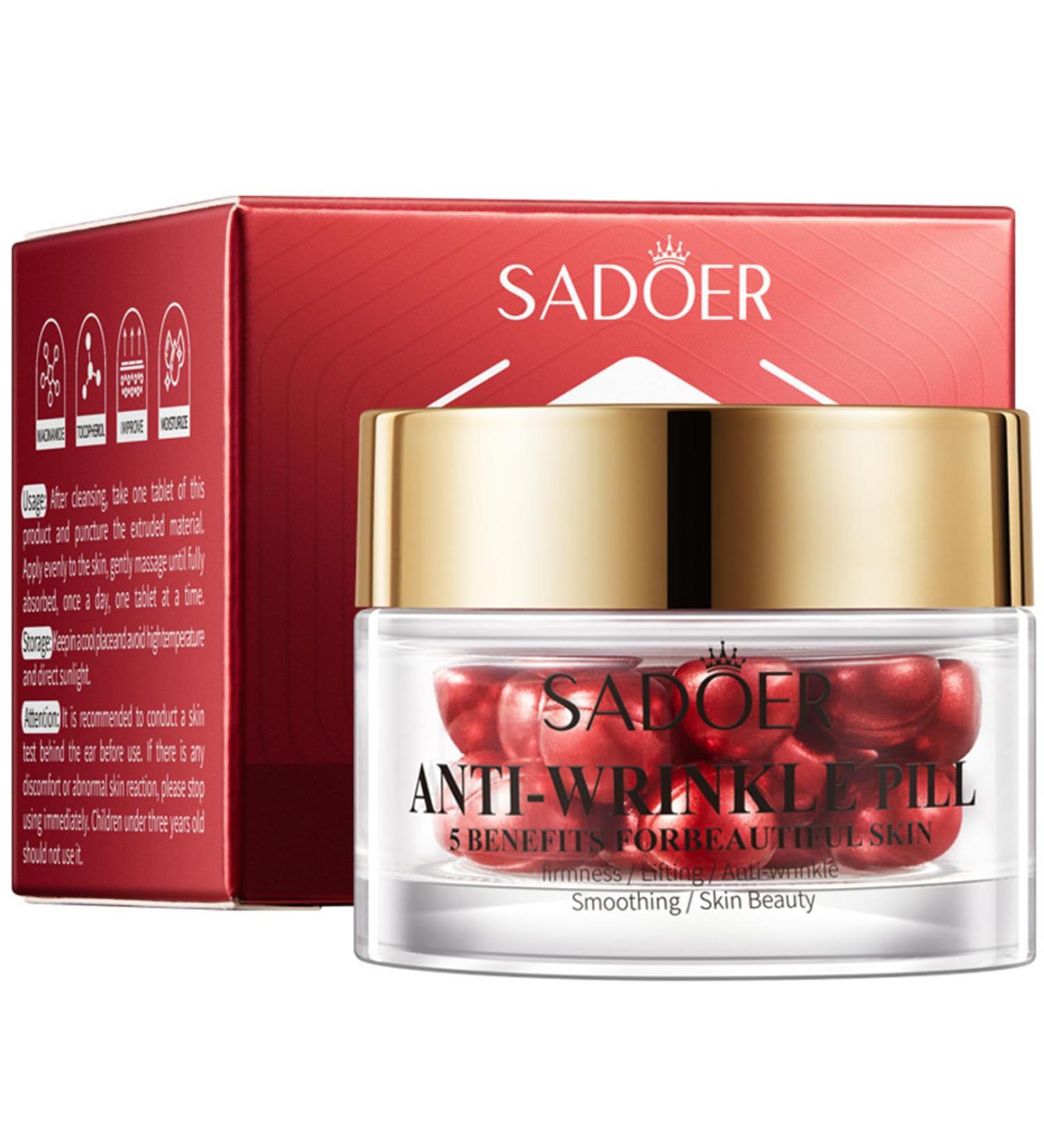 Sadoer Anti-Wrinkle Pill Serum | Essential Oil for Firmness & Smoothing | Anti-Aging Beauty Solution | 5 Benefits for Youthful Skin - Buy Online on GoSupps.com