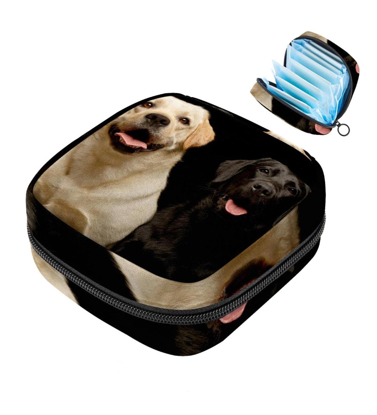 Stylish Menstruation Pad Bag with Zipper - Women's Tampon & Napkin Organizer for Girls - Cute Dog Design - Buy Online on GoSupps.com