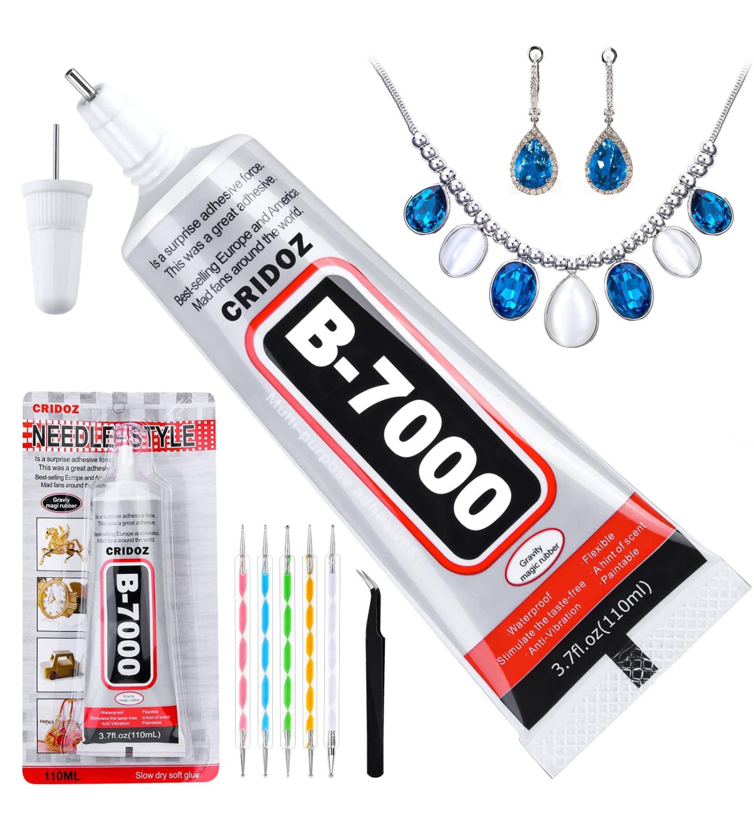 B7000 Clear Jewelry Glue | Cridoz 3.7 fl oz Craft Adhesive with Precision Tip | Multi-Function Fabric Glue for Rhinestone, Metal, Charms, Nail Art, Wood & Glass - Buy Online on GoSupps.com