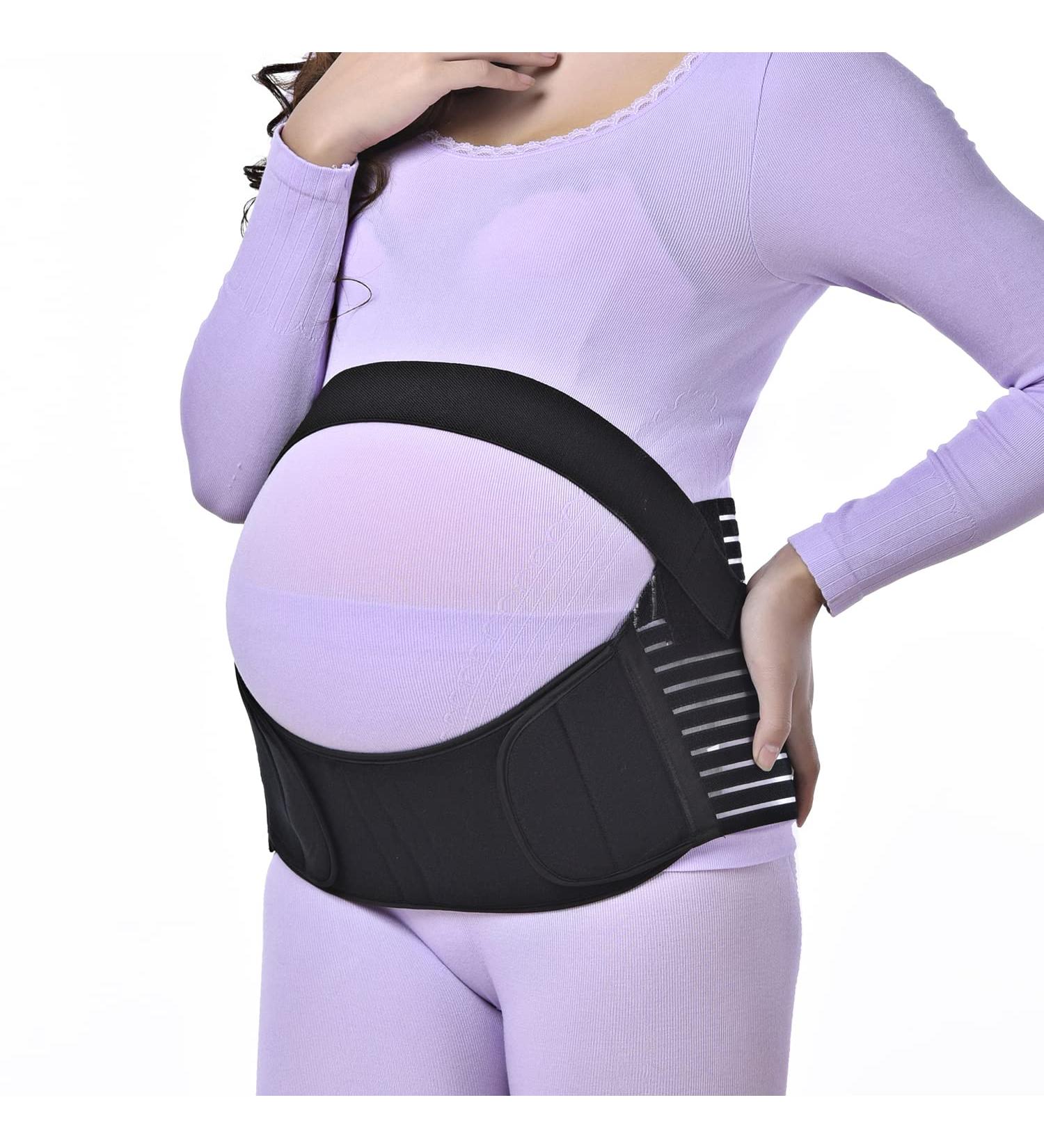 Merlinae Pregnancy Support Belt Maternity - Breathable Abdomen & Pelvic Support - Comfortable Belly Band for Pregnancy - Size XL Black (100-130CM) - Buy Online on GoSupps.com