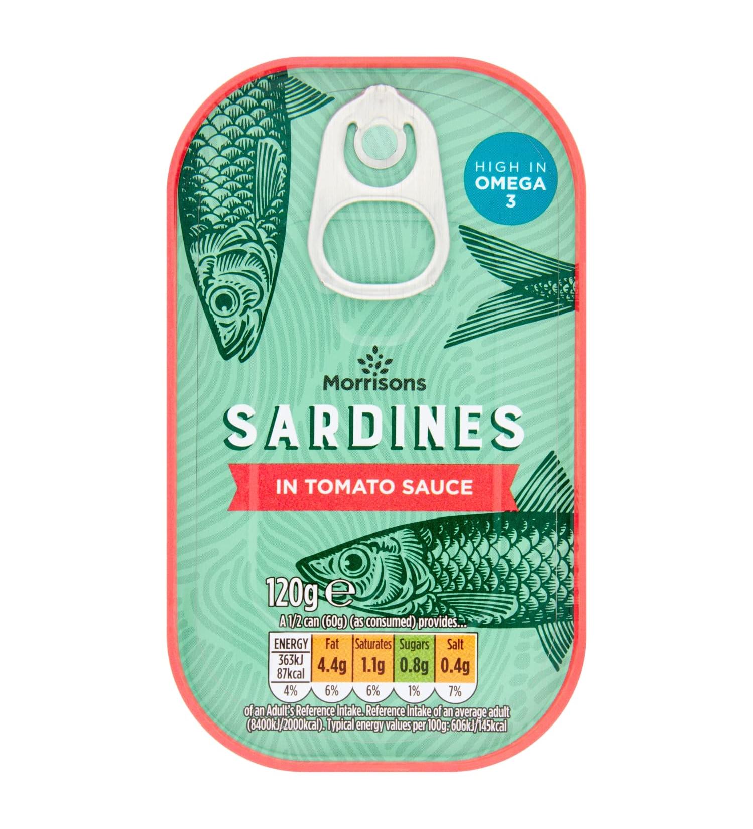 Morrisons Sardines In Tomato Sauce 120g - Buy Online on GoSupps.com