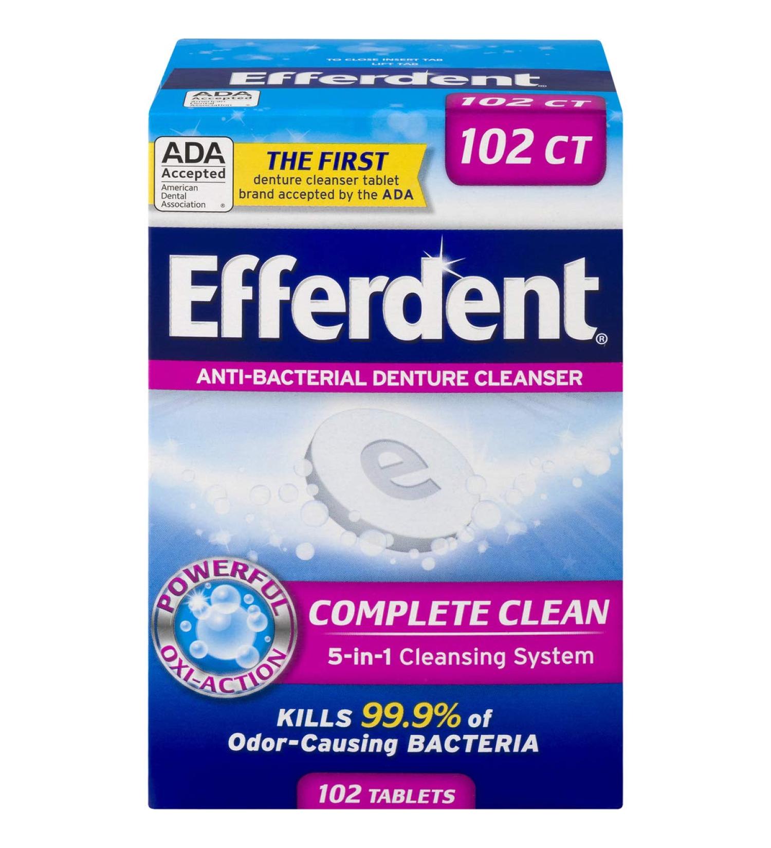 Efferdent Denture Cleanser Tablets 102ct - Complete Clean Formula - Buy Online on GoSupps.com