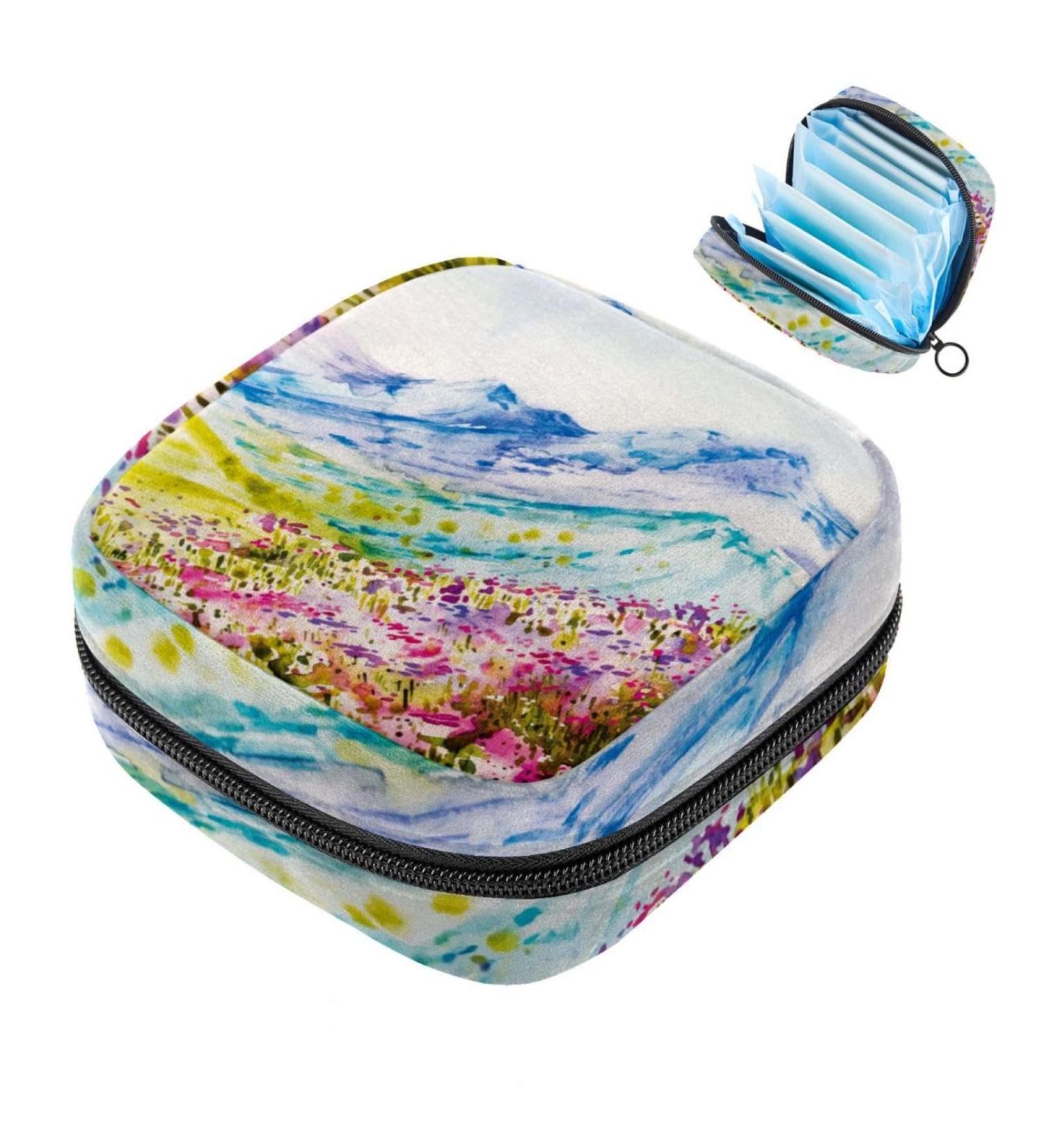 Multi-Colored Storage Bags for Women | Spring Mountains & Floral Design | Perfect for Menstrual Pads Bandages & School/Office Organizing - Buy Online on GoSupps.com