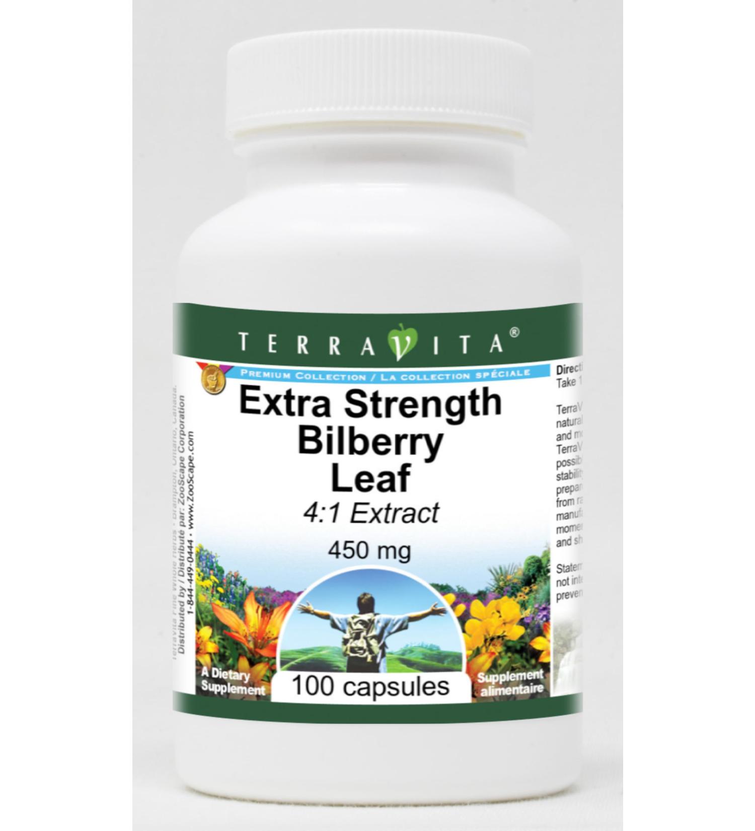 Extra Strength Bilberry Leaf 4:1 Extract - 450 mg (100 Capsules ZIN: 511245) - 3 Pack - Buy Online on GoSupps.com