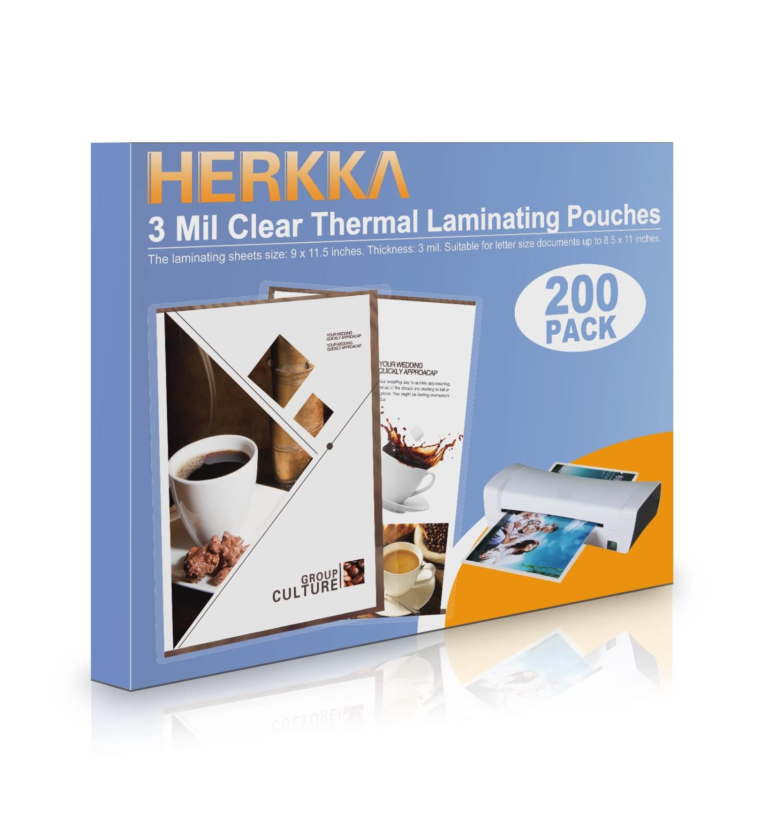 HERKKA 200 Pack Laminating Sheets Holds 8.5 x 11 Inch Sheets 3 Mil Clear Thermal Laminating Pouches 9 x 11.5 Inch Lamination Sheet Paper for Laminator Round Corner Letter Size - Buy Online on GoSupps.com