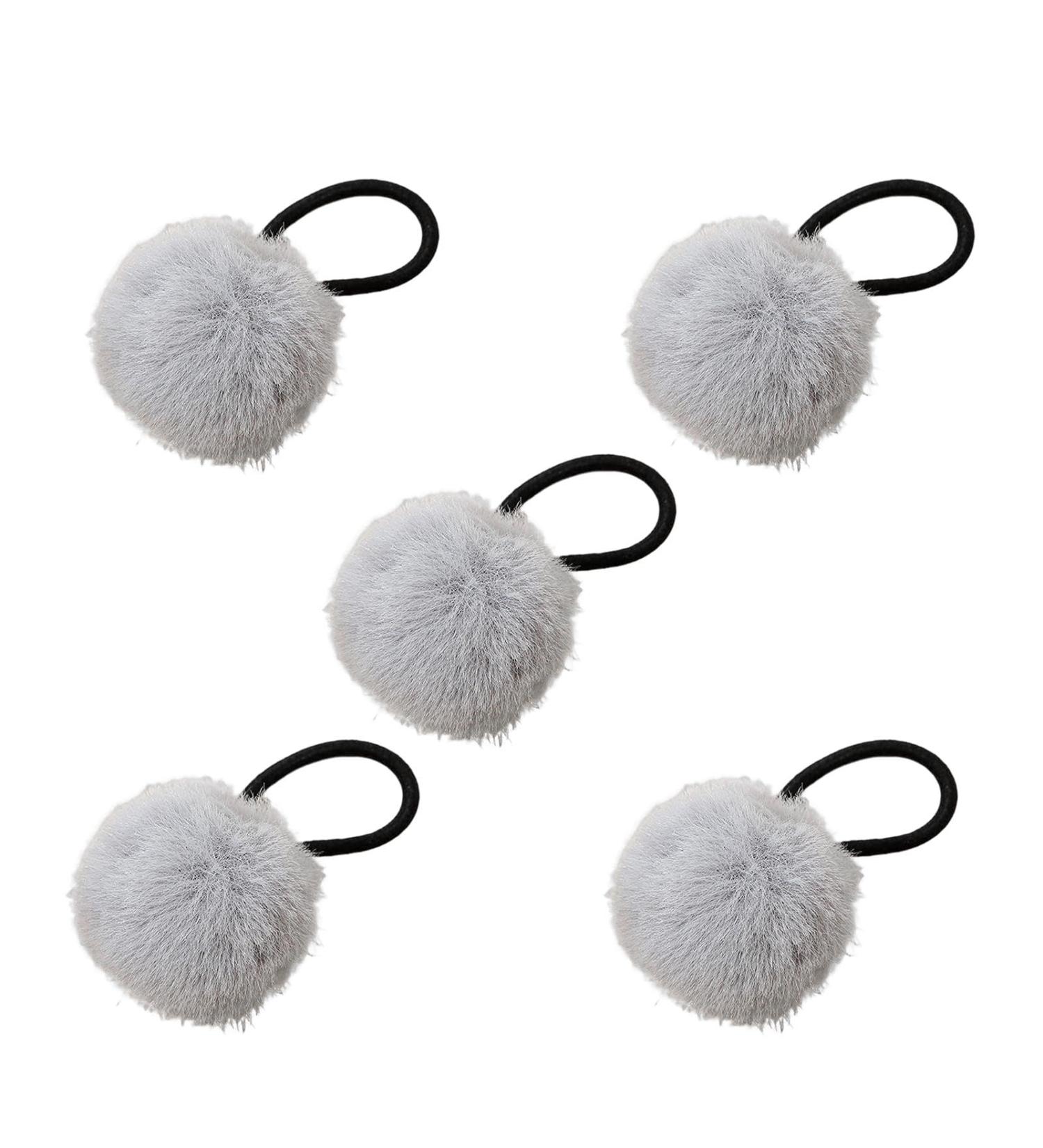 Hair Ties Women's Pompom Colorful Hair Ties - Fashion Hair Accessories Furry Ball Ponytail Holder for Daughter Sister Friends Wife Family grey - Buy Online on GoSupps.com