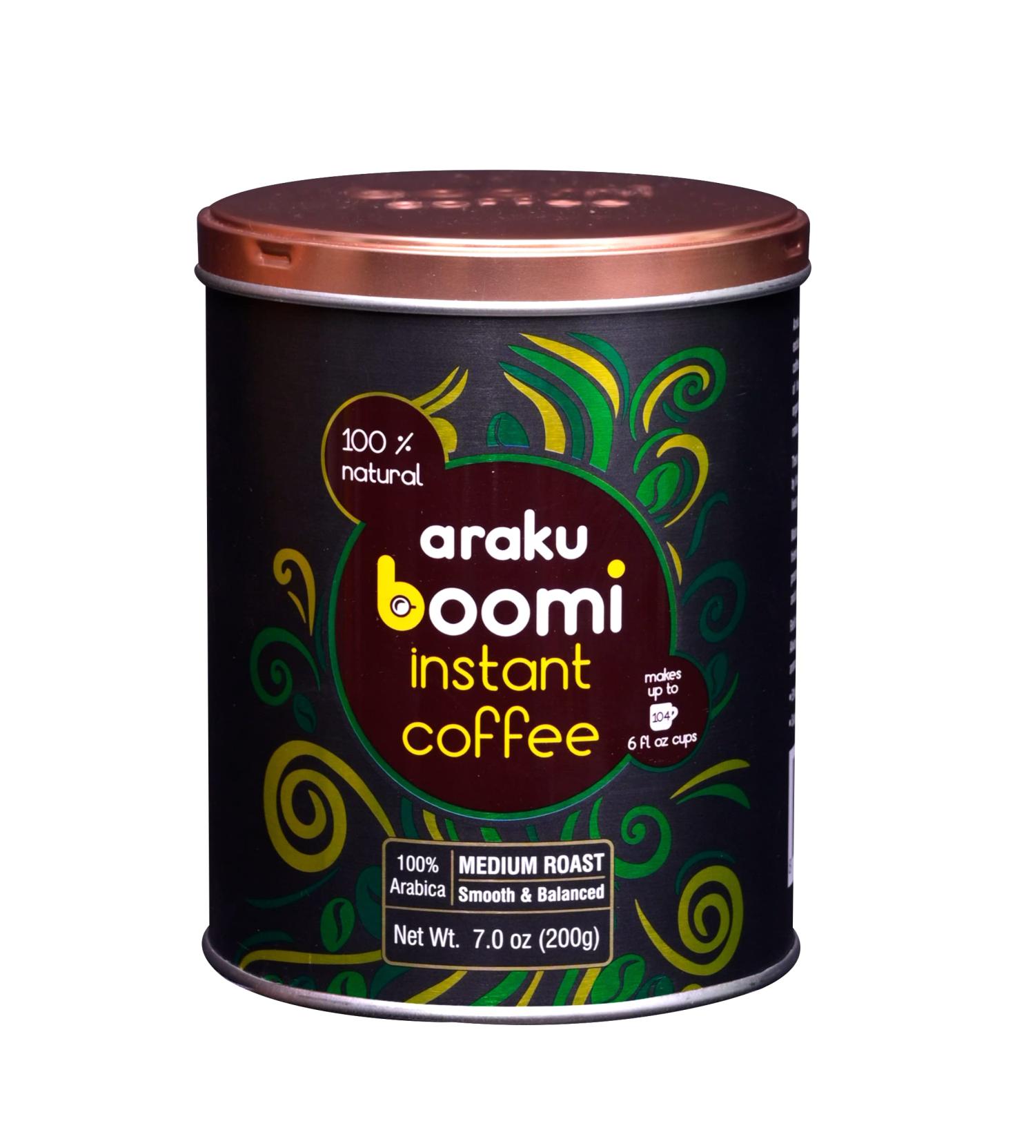 Araku Boomi Premium Instant Coffee 7oz - Medium Roast 100% Arabica Beans from Araku Valley - Naturally Caffeinated - Buy Online on GoSupps.com