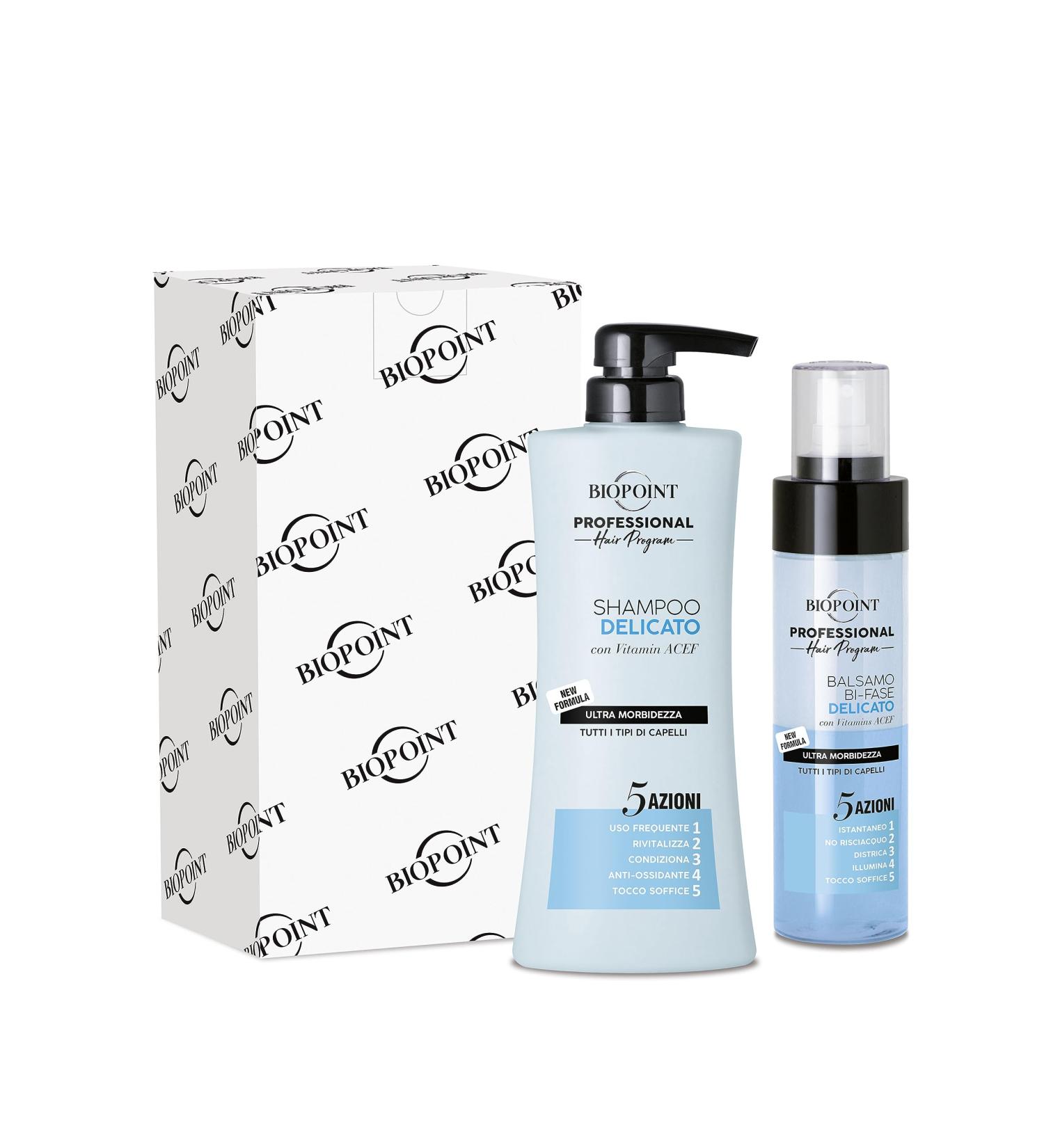  BIOPOINT Biopoint Professional Hair Program Delicate Kit for Frequent Washing Contains Shampoo 400ml + Instant Two-Phase Leave-In Balm 200ml Brightens & Detangles Hair Quickly - Buy Online on GoSupps.com