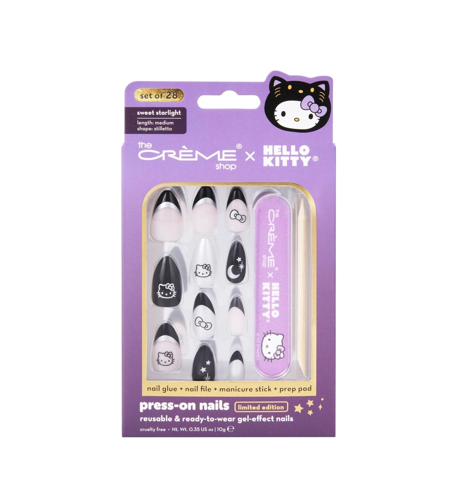 The Cr me Shop x Hello Kitty Sweet Starlight Press-On Nails Instant & Reusable Manicure All-In-One Kit for Flawless Application Modern Design for Everyday Glamour Style Set of 1 0.02 Fl Oz (Pack of 28)