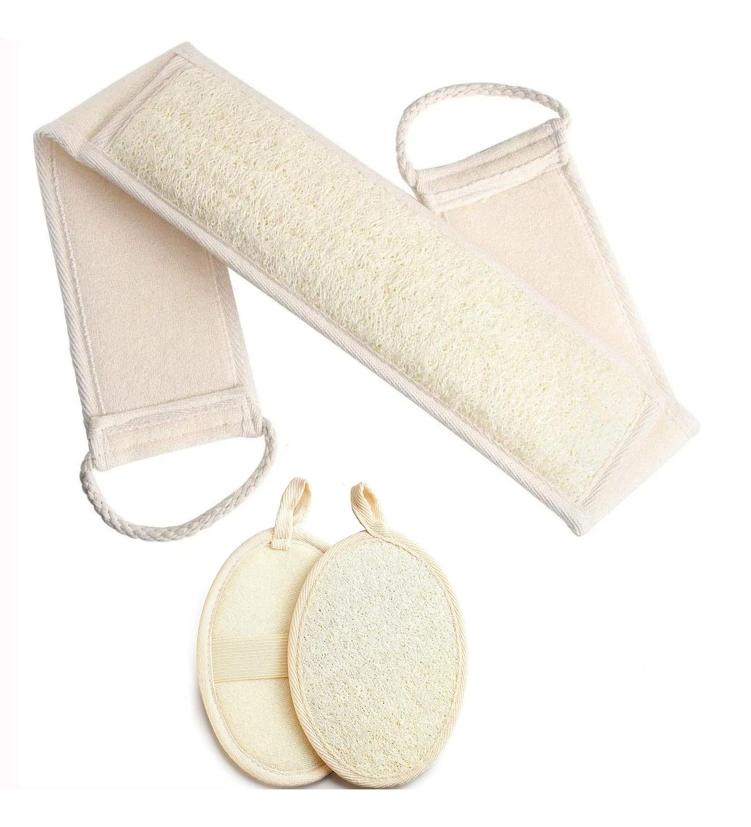 Natural Loofah Body Scrubber Set - Exfoliating Shower Loofah for Deep Clean & Invigorated Skin - Men and Women - Buy Online on GoSupps.com