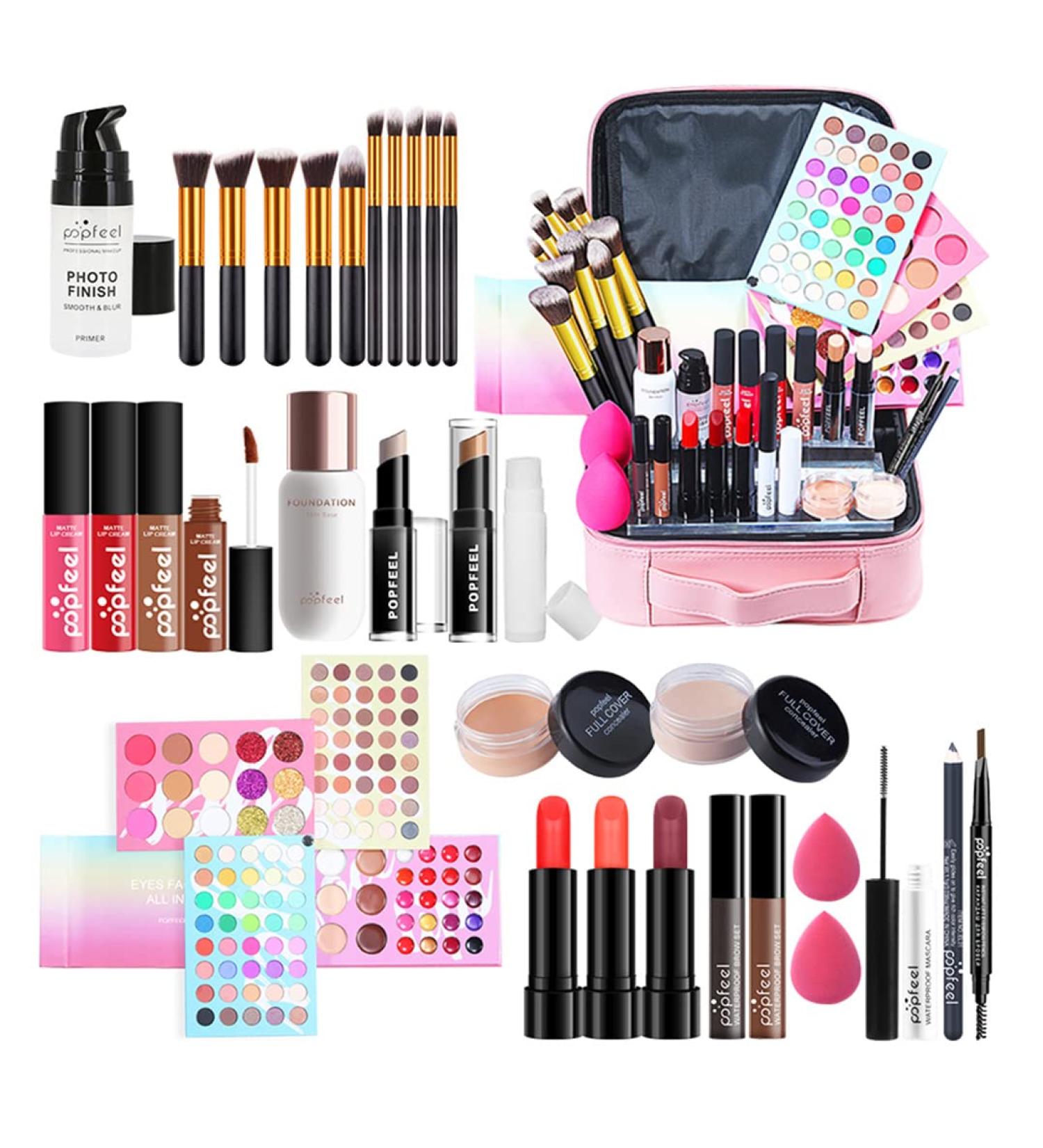 Jascherry Makeup Gift Set for Women - All-in-One Makeup Kit with Portable Pink Bag Eyeshadow Lipstick Lip Gloss & Mascara - Buy Online on GoSupps.com