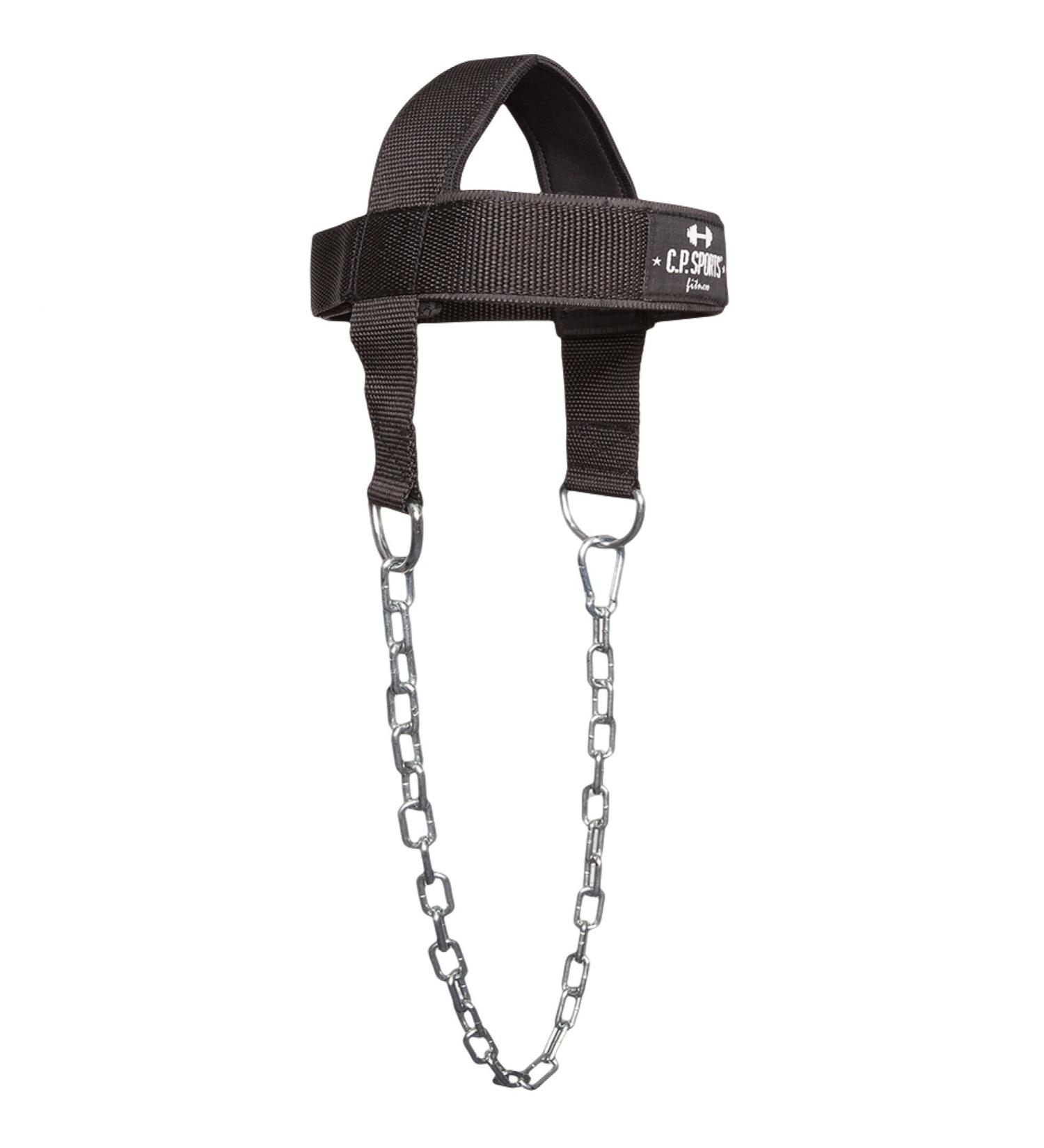C.P.Ports Adjustable Head and Neck Coach | Nylon Padded Fitness Harness with Chain & Carabiner | Strength Training Gear for Bodybuilding - One Size - Black - Buy Online on GoSupps.com