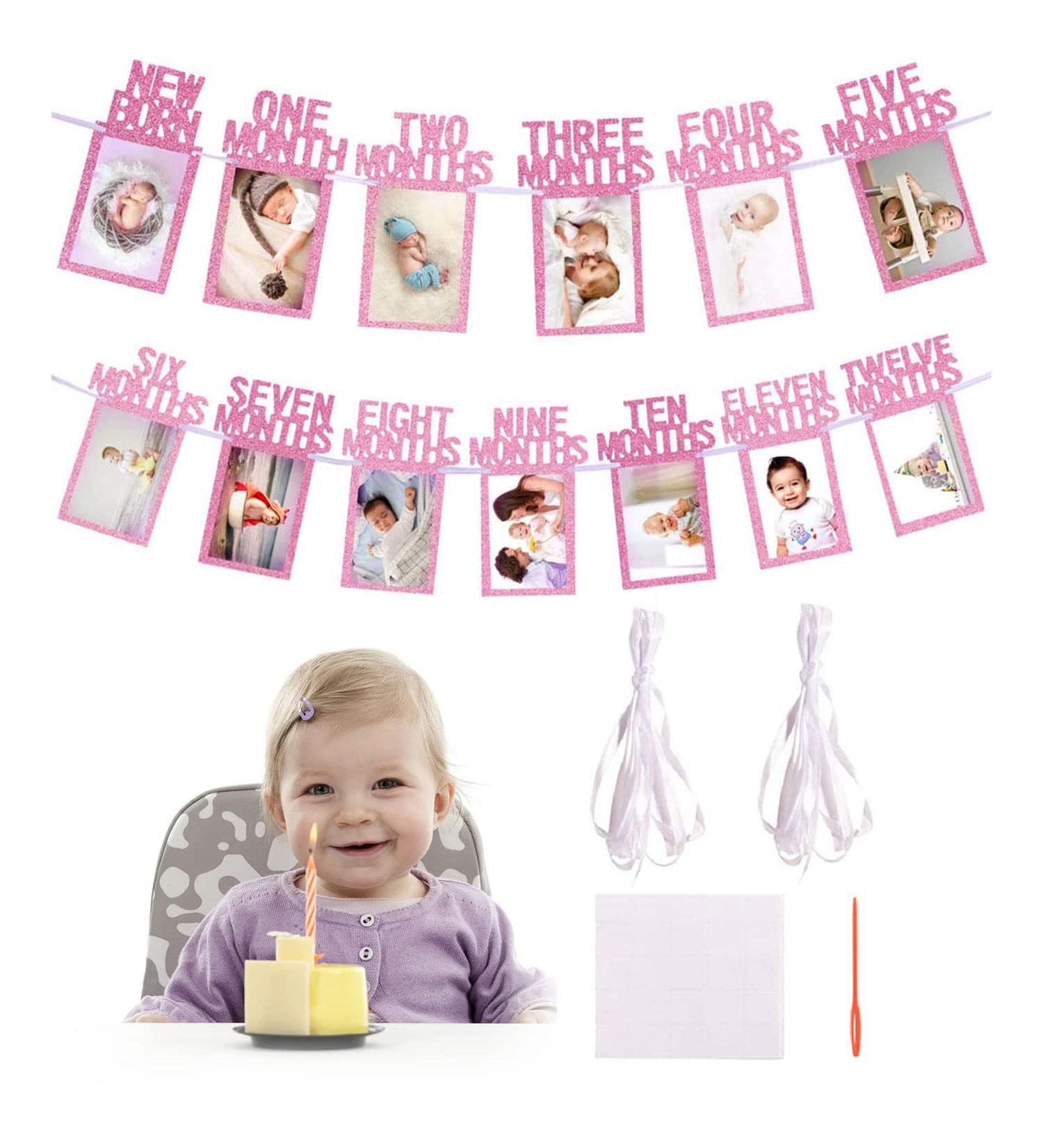 Rose Gold 1st Birthday Decorations for Girls | First Birthday Photo Gallery & Monthly Milestones (4x6 inch) - Buy Online on GoSupps.com