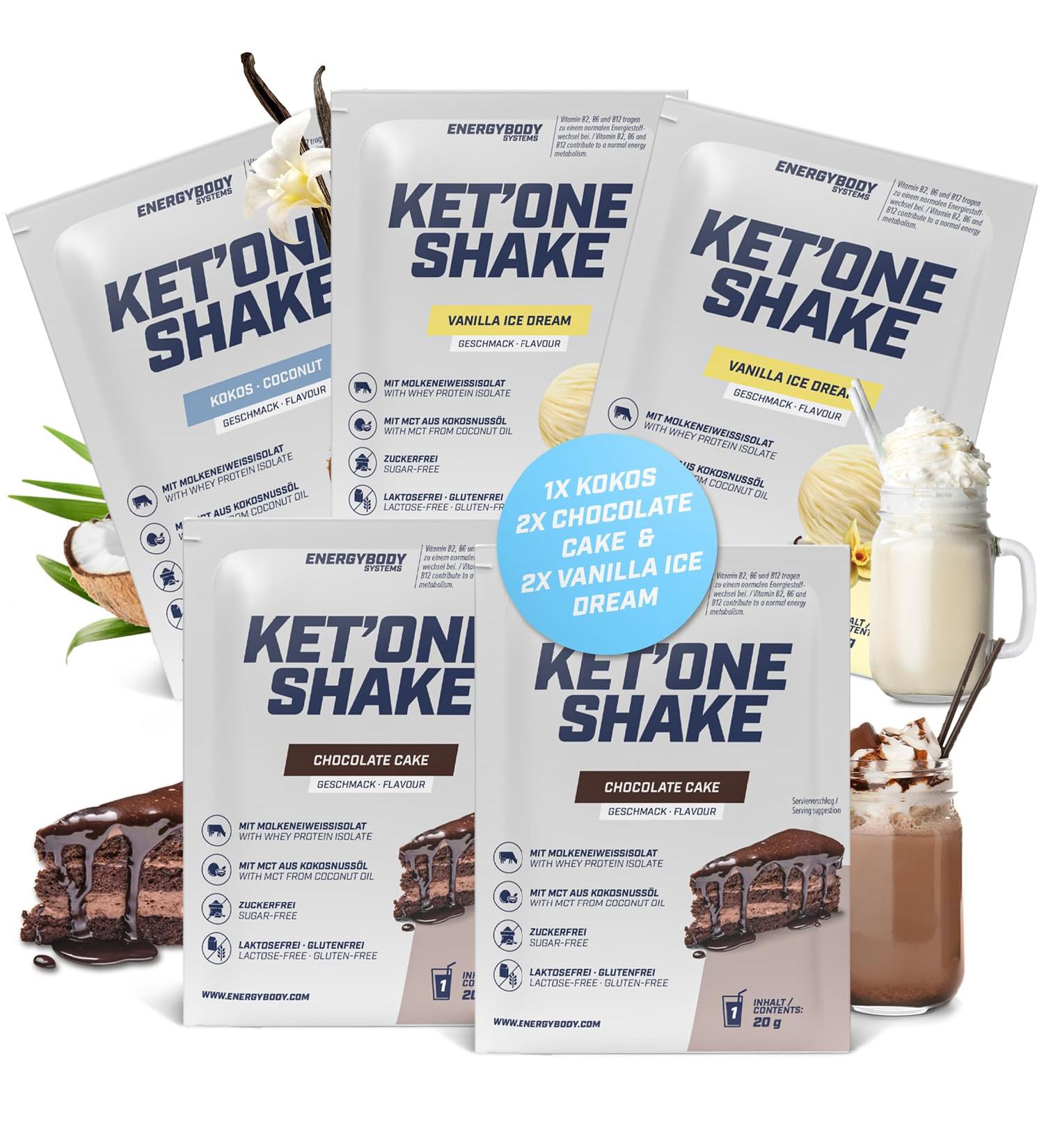 Energybody Ket'one Keto Shake 5x20g - Protein Powder for Ketogenic Diet with MCT & Whey Isolate - High in Essential Amino Acids & BCAAs - Buy Online on GoSupps.com