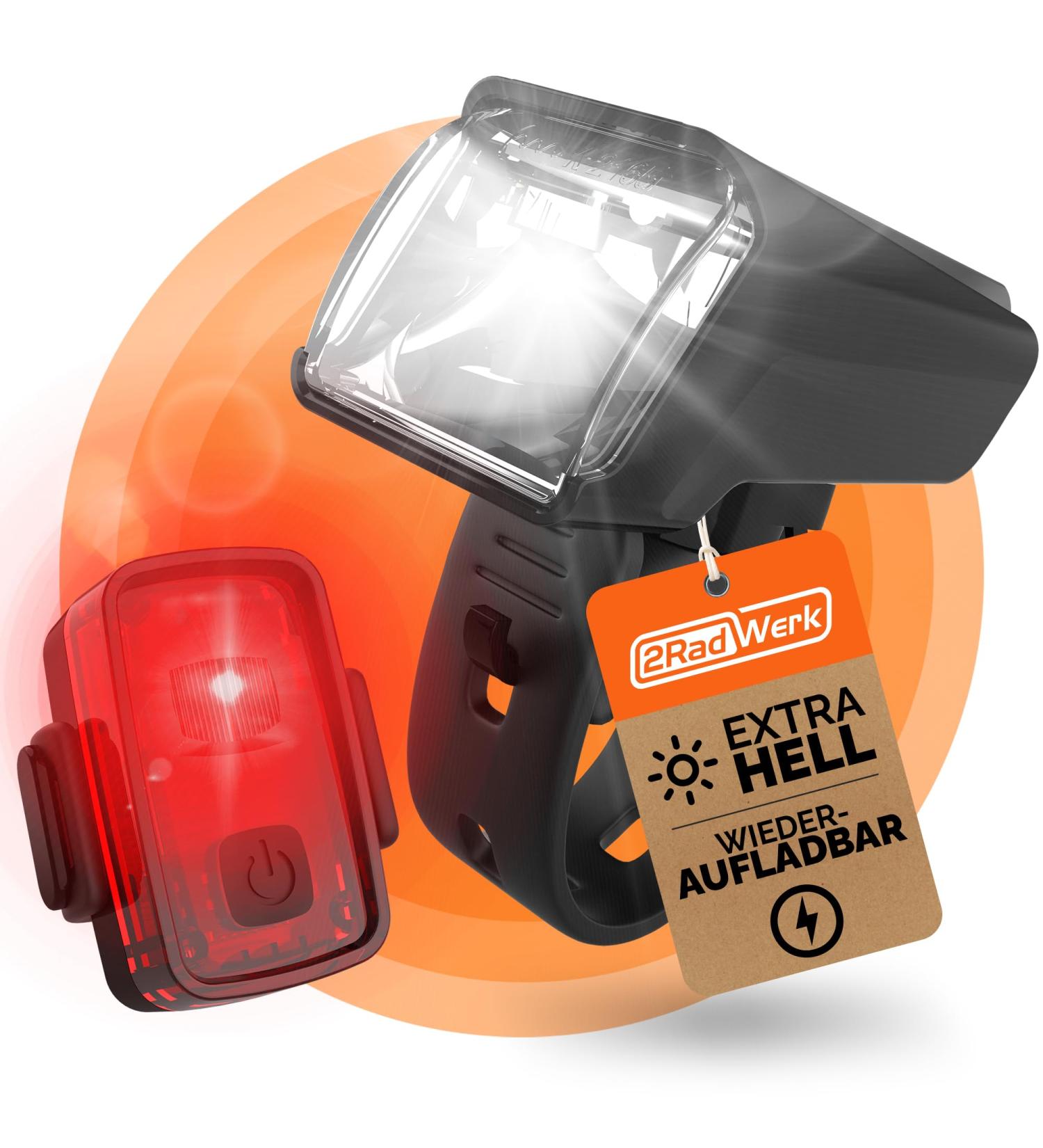 Buy 2RadWerk ED Bicycle Light Set - StVZO Approved 15-35 Lux Switchable Bike Lighting for Enhanced Safety - Buy Online on GoSupps.com