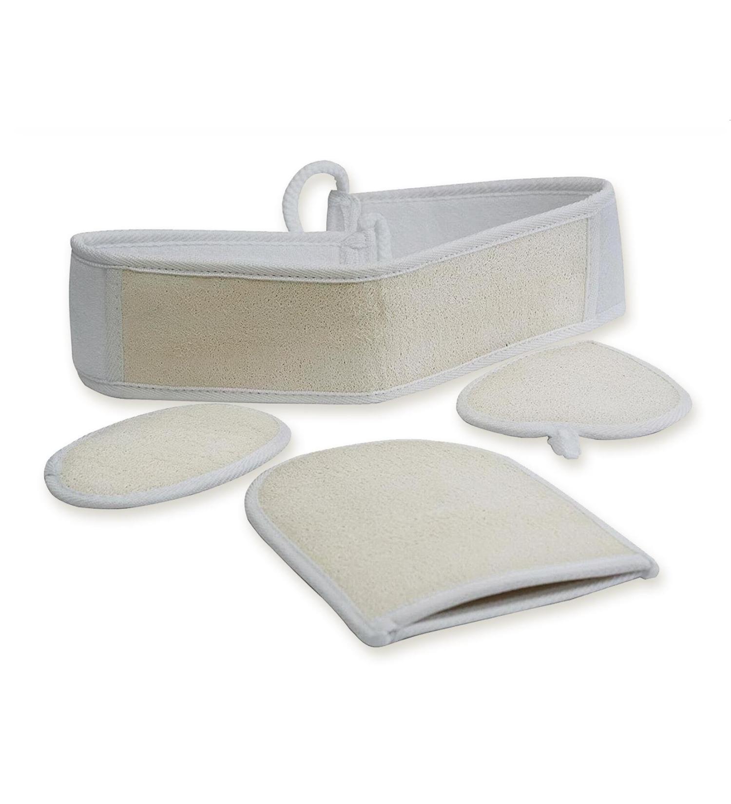 Bonte Exfoliating Body Loofah Bath Set with Back Scrubber, Mitt, and Facial Buff Pads for Spa Experience - Buy Online on GoSupps.com