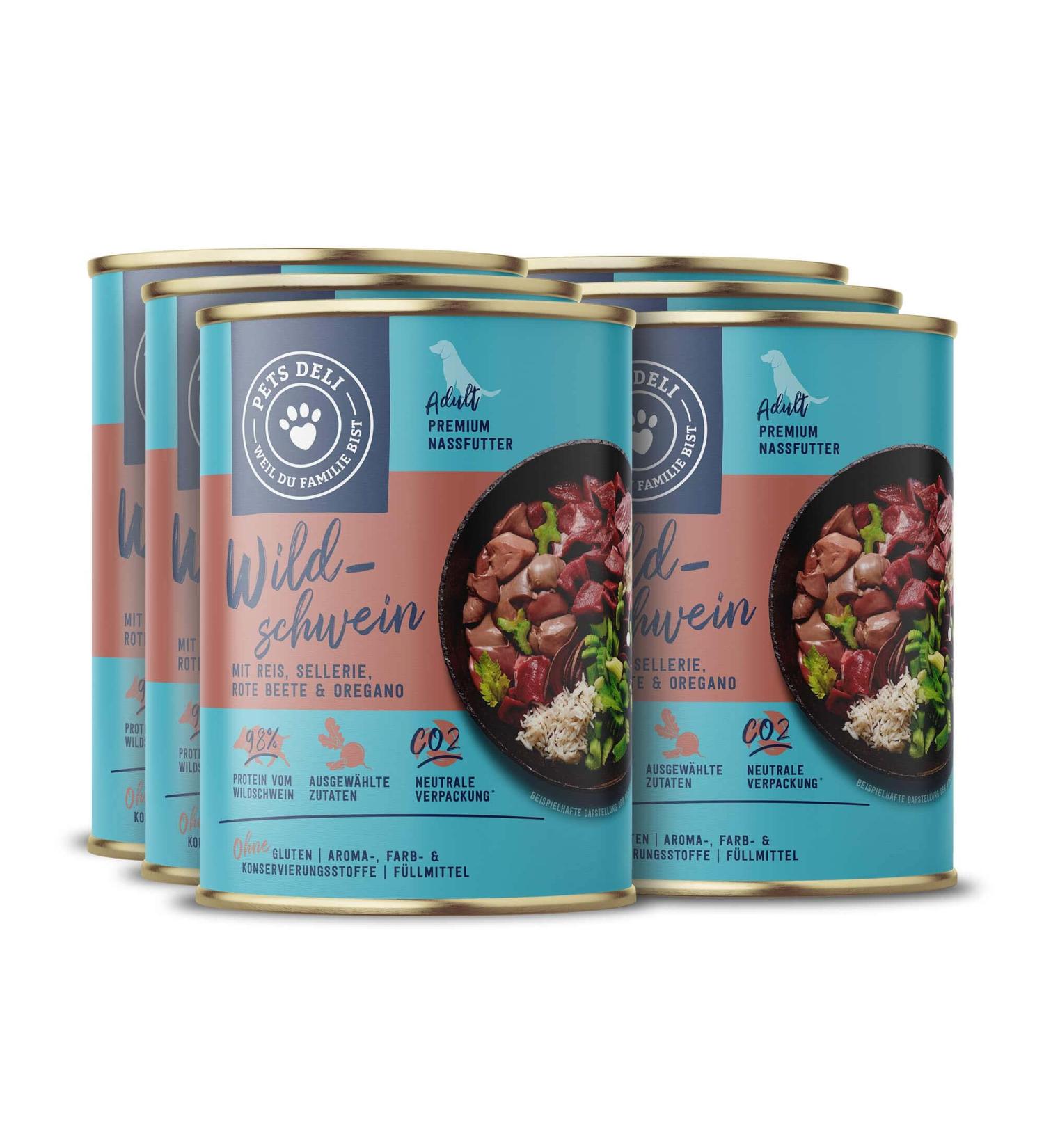 Pets Deli Wild Boar Wet Dog Food - Gluten & Sugar Free 6 x 400g Pack | Healthy Rice Celery & Beetroot - Buy Online on GoSupps.com