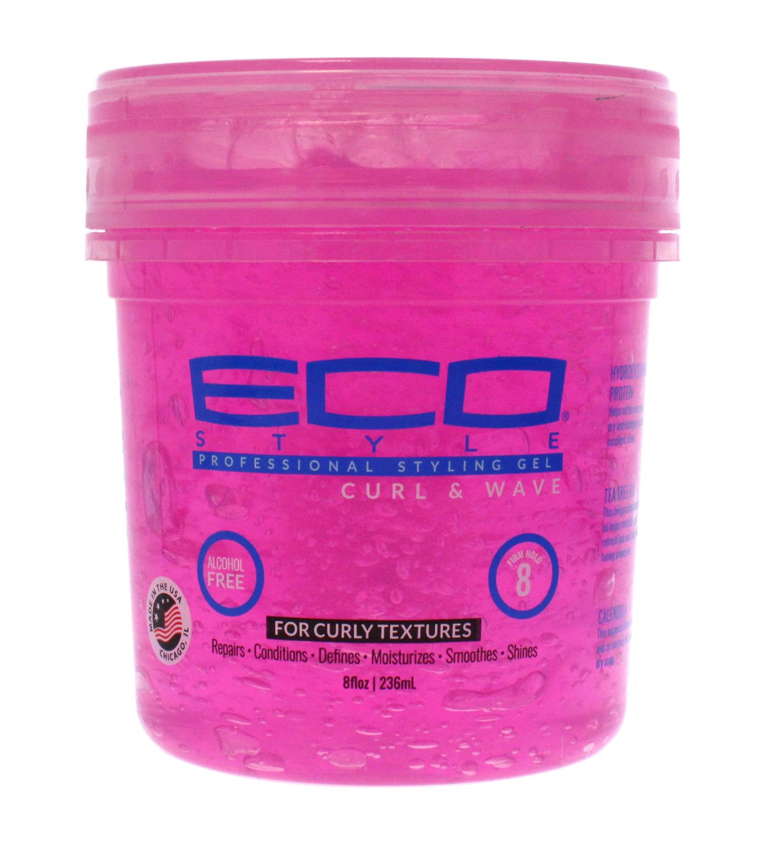 Eco Style Ecoco Hair Gel - Curl And Wave - Anti-Itch  Alcohol-Free Formula - Perfect Hold For Angled Or Tapered Sides - Ideal For Wavy Hair - No Flakes - Not Animal Tested - Moisturizes - 8 Oz