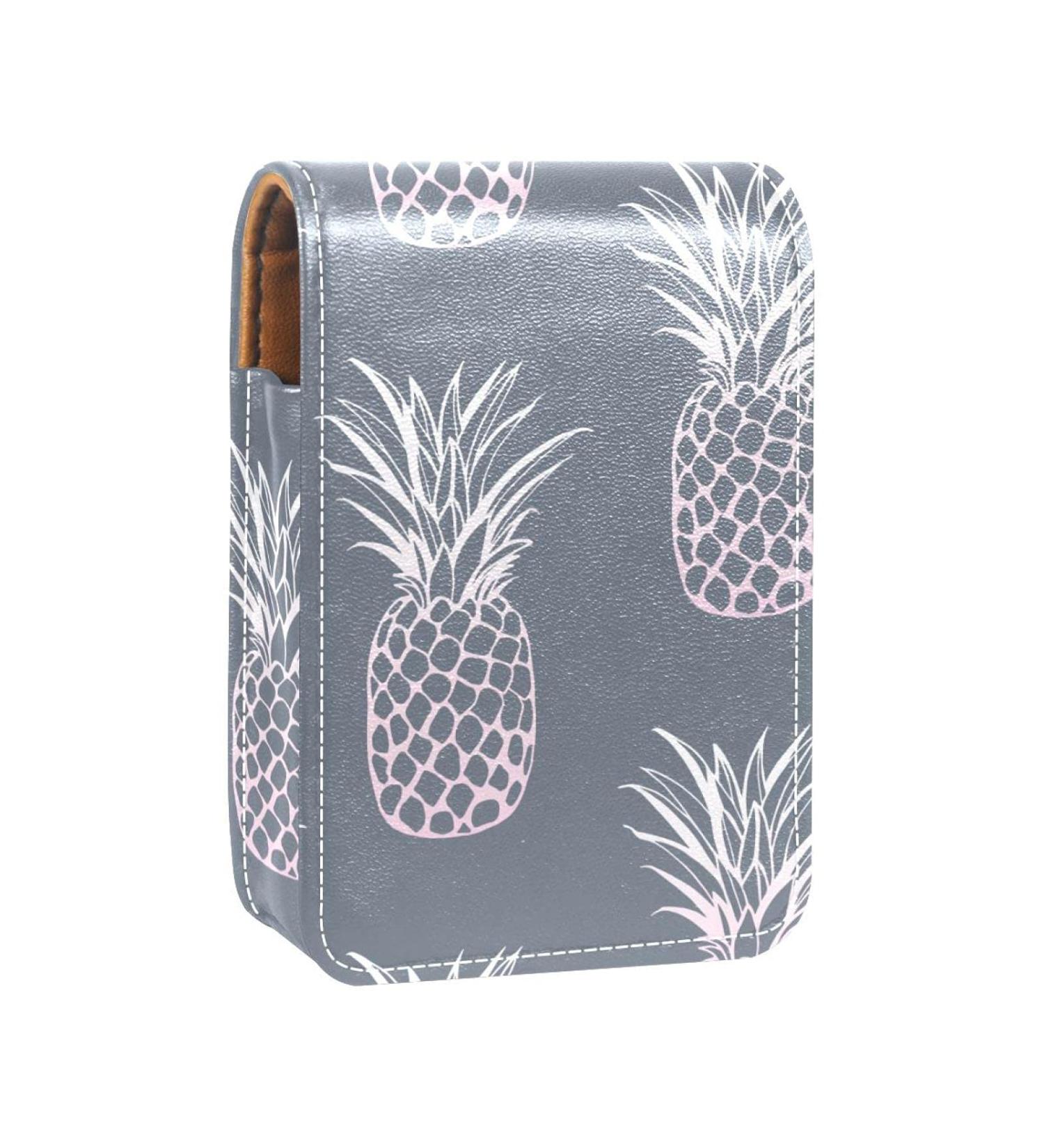 Tacameng Pineapple Grey Lip Gloss Holder with Mirror - Portable Makeup Bag for Women - Buy Online on GoSupps.com