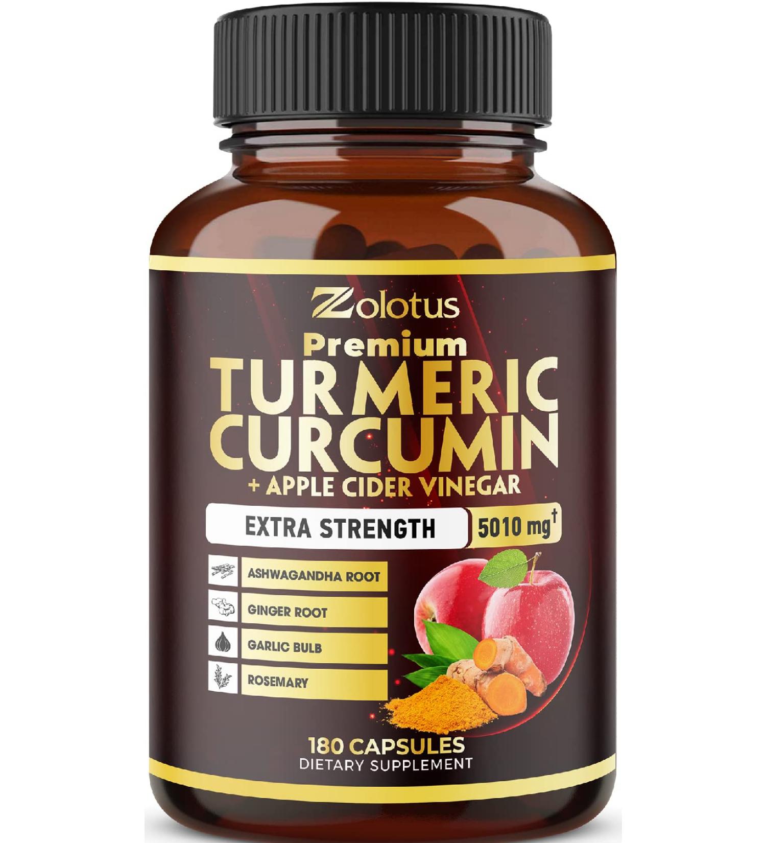 7-in-1 Premium Turmeric Curcumin + Apple Cider Vinegar Capsules - 6 Month Supply with Ashwagandha & Ginger - 95% Standardized Curcuminoids for Joint Support - Buy Online on GoSupps.com