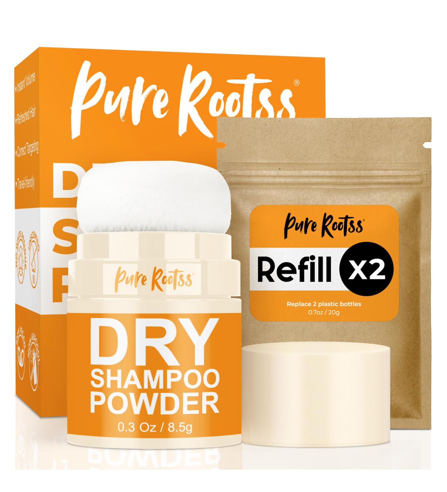 Dry Shampoo Powder & Refill X2 - Unscented Non-Aerosol Hair Volumizer for Dark & Blonde Hair | Travel-Friendly Styling Solution - Buy Online on GoSupps.com