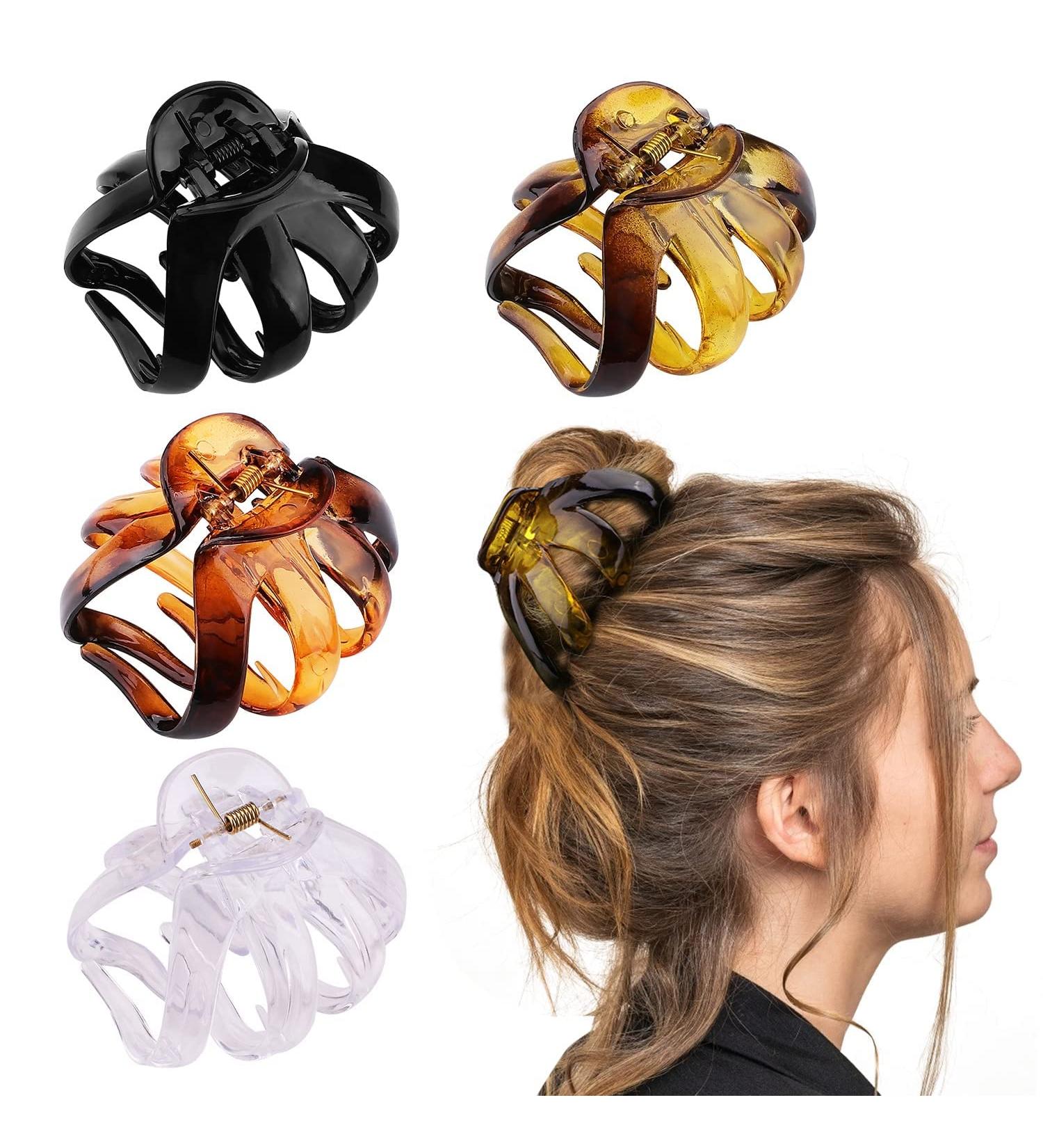 4PCS Extra Large Hair Clips for Thick Hair - Big Octopus Hair Clip for Women Girls - Premium Strong Hold Hair Claw Clips in Black, Red, Yellow & Transparent - Buy Online on GoSupps.com