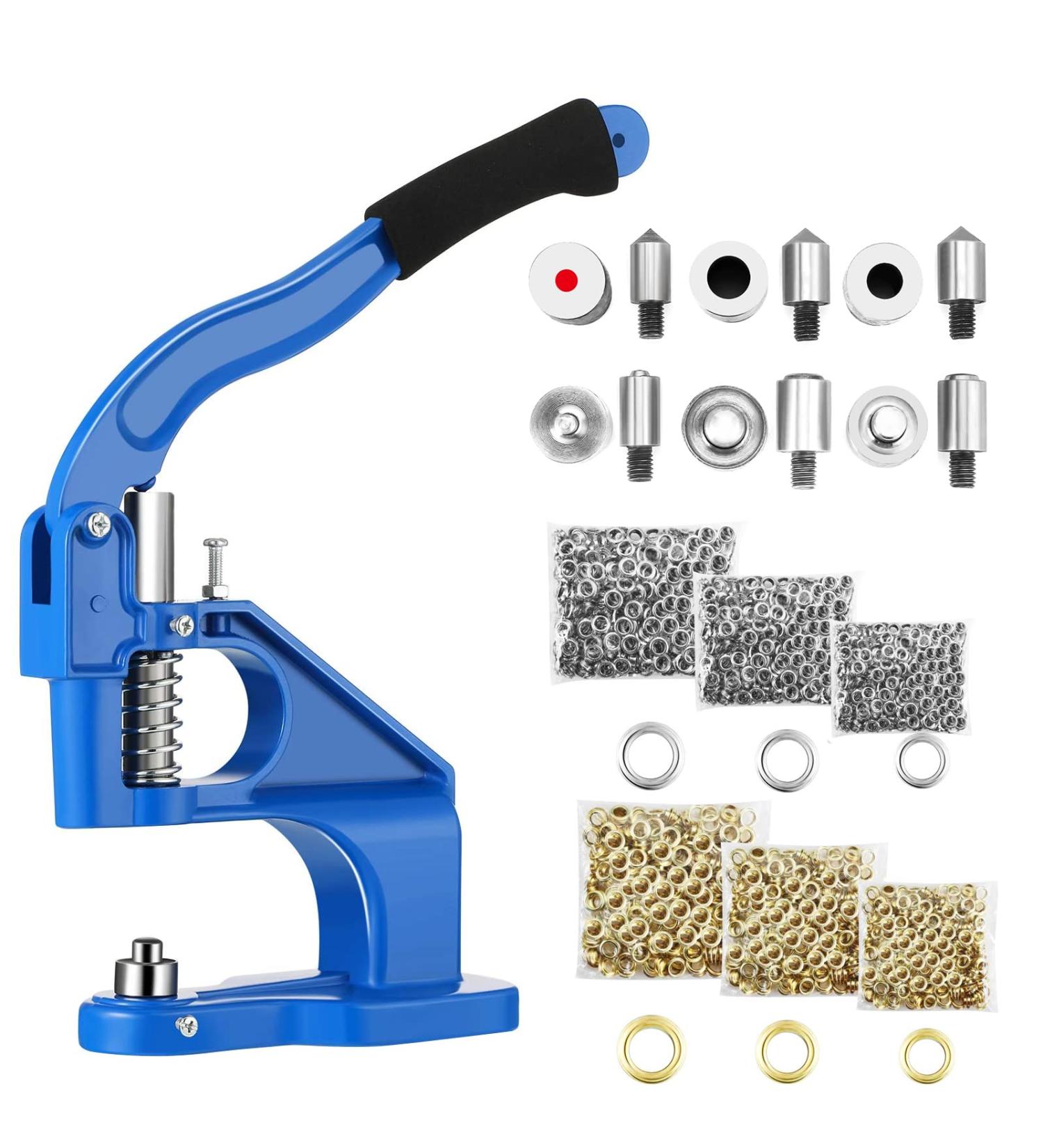 POWLAB Eyelet Hole Punch Kit - Heavy Duty Grommet Tool Set with 3 Setting Dies, 3 Punching Dies, and 3000Pcs Silver & Golden Grommets - 6/10/12mm - Buy Online on GoSupps.com