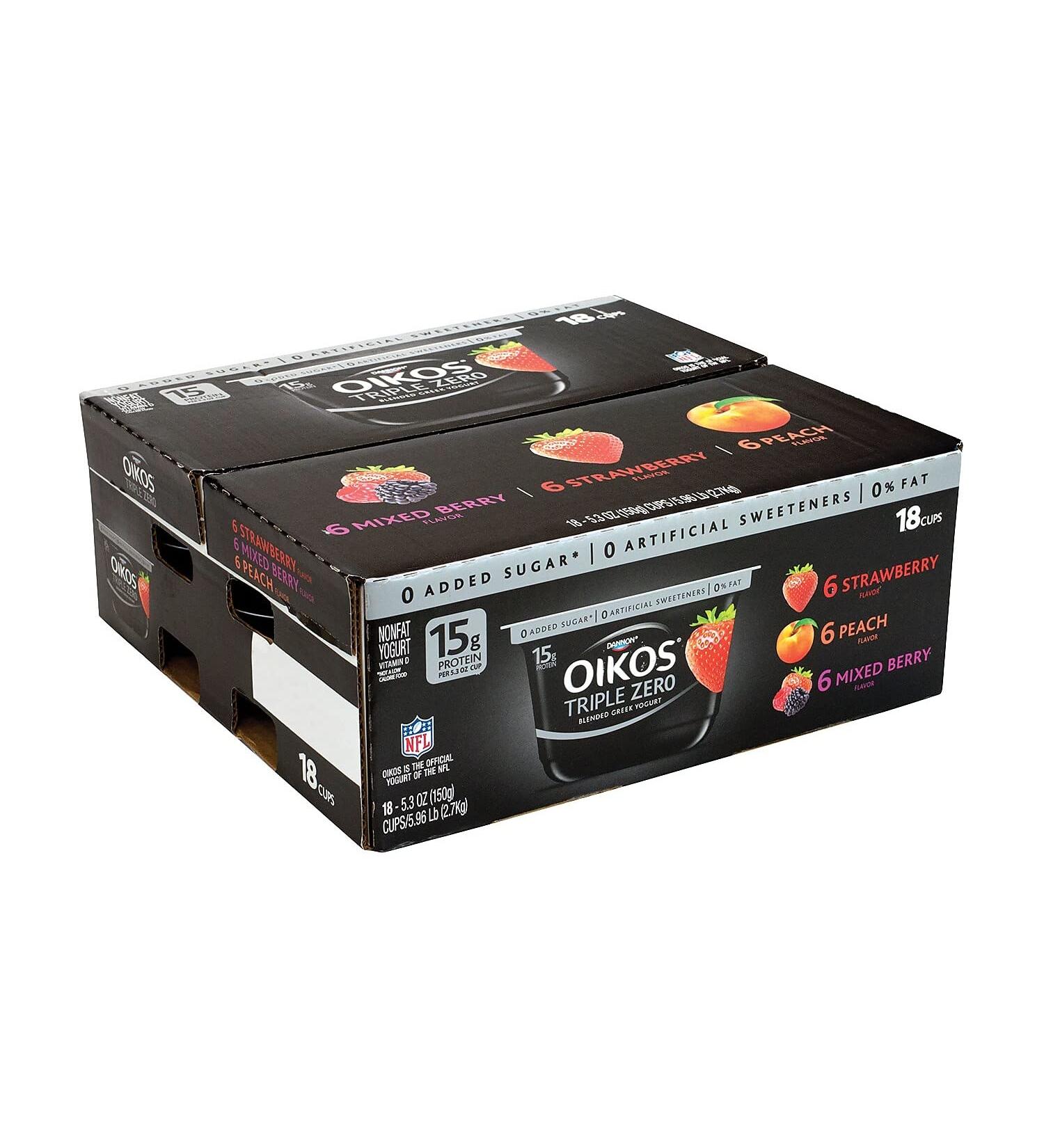 Dannon Oikos Triple Zero Greek Nonfat Yogurt Variety Pack - 18 ct. (5.3 oz) - Shop Online Now! - Buy Online on GoSupps.com