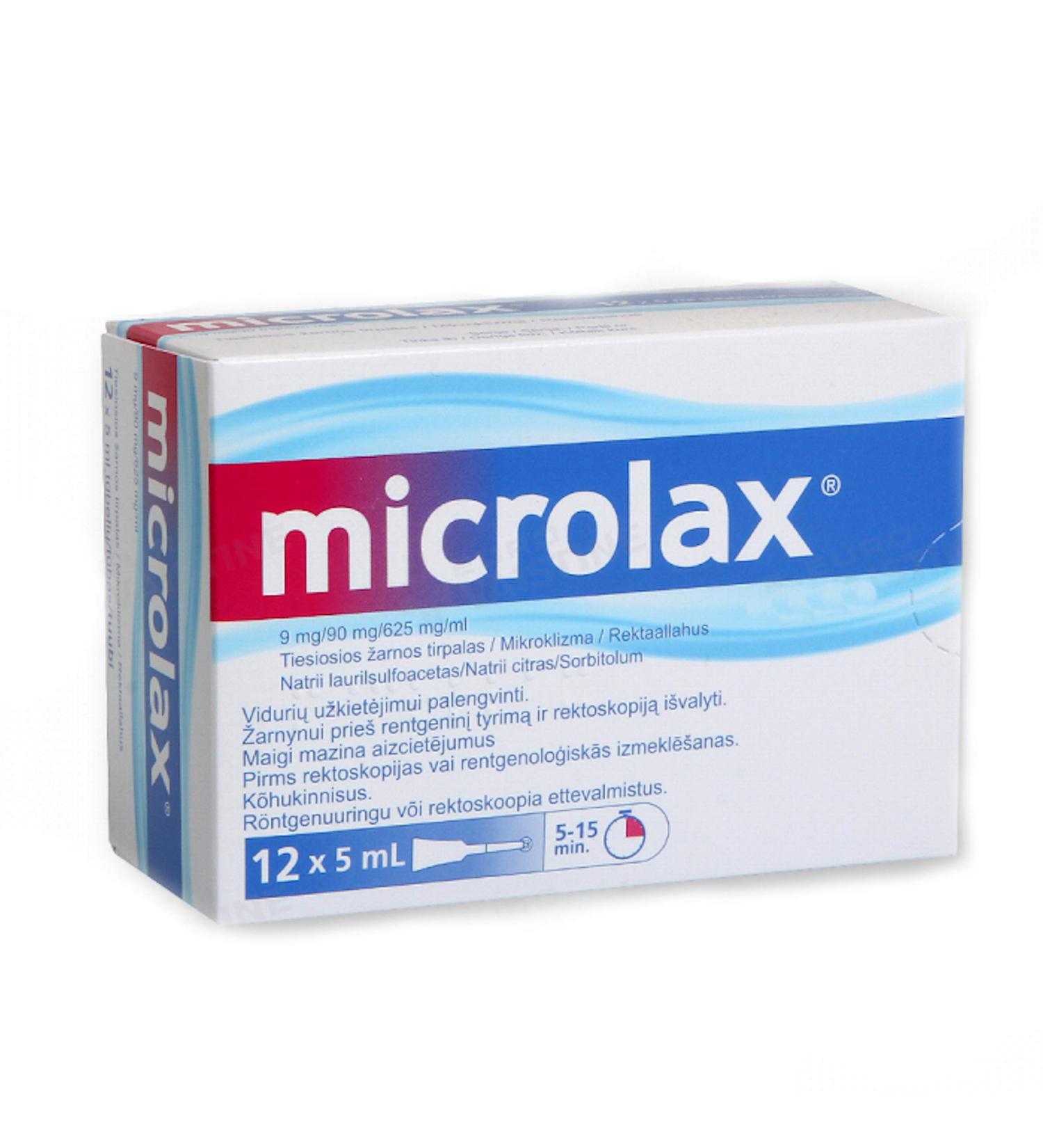 Microlax Enema 12 x 5ml - Fast Treatment of Constipation Or Conditions Requiring Relief of Emptying