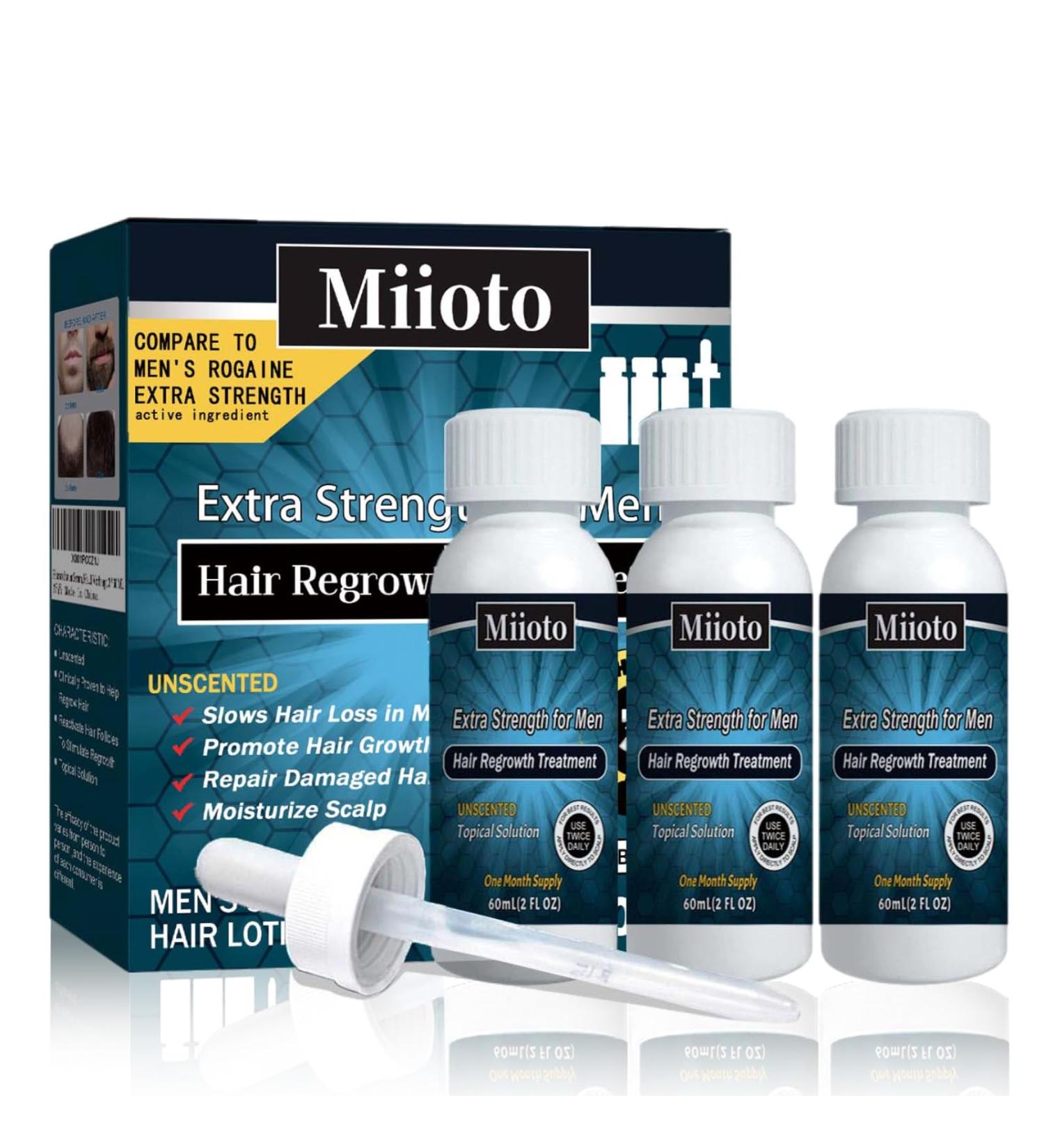 Miioto Hair Growth Serum for Men - Nourish Scalp & Prevent Hair Loss | Promotes Thicker Hair - 3x60ml - Buy Online on GoSupps.com