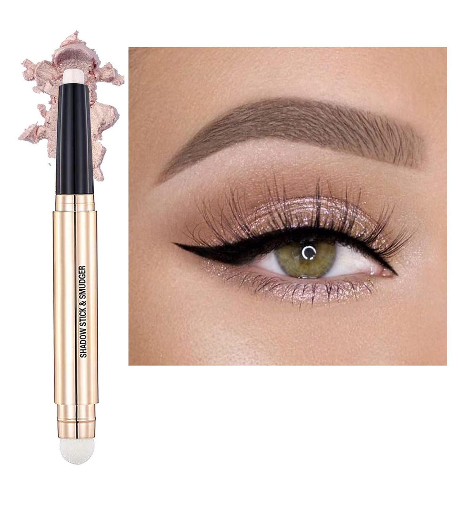2 in 1 Eyeshadow Stick & Sponge Brush | Long Lasting Waterproof Cream Shadow & Highlighter | Hypoallergenic Multi-Dimensional Eye Makeup - Buy Online on GoSupps.com