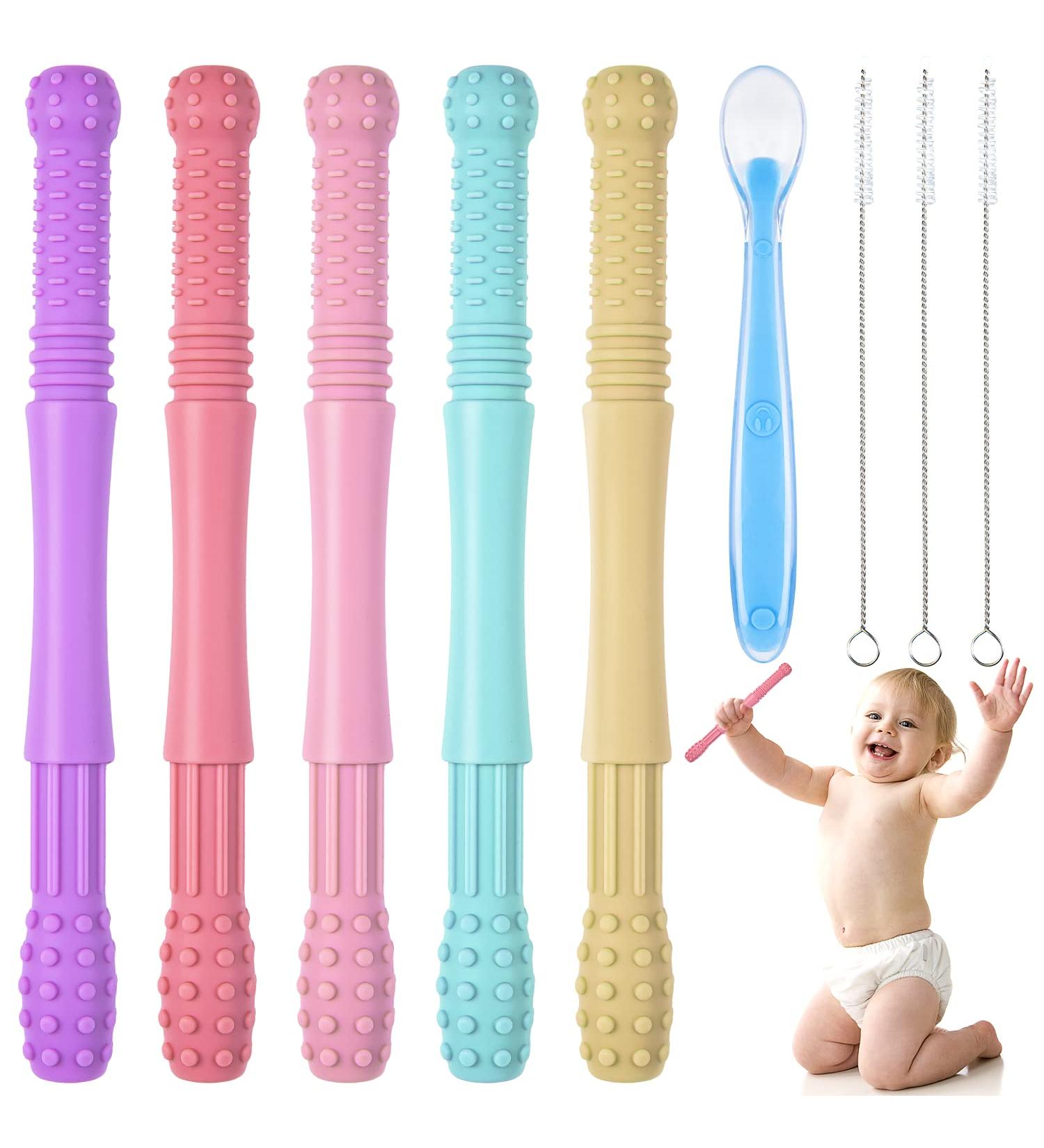 Hongteya Baby Bite Tube & Ring Set - BPA-Free Silicone Dental Aid 0-12 Months 6 Vibrant Colors - Safe Teething Solution for Infants - Buy Online on GoSupps.com