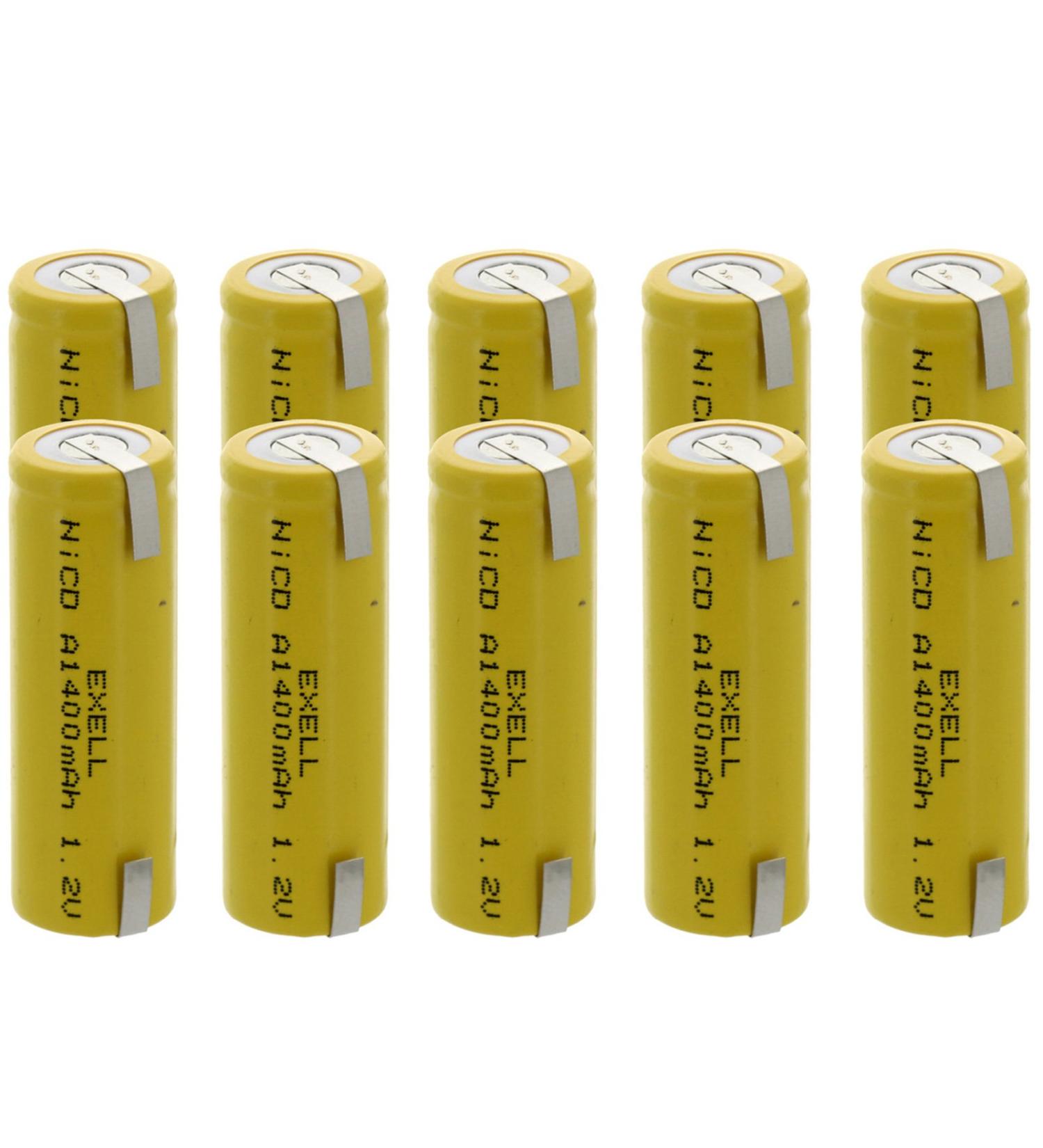Buy 10x Exell A Size 1.2V 1400mAh NiCD Rechargeable Batteries - Ideal for Meters Radios & Hybrid Vehicles | Fast International Shipping - Buy Online on GoSupps.com