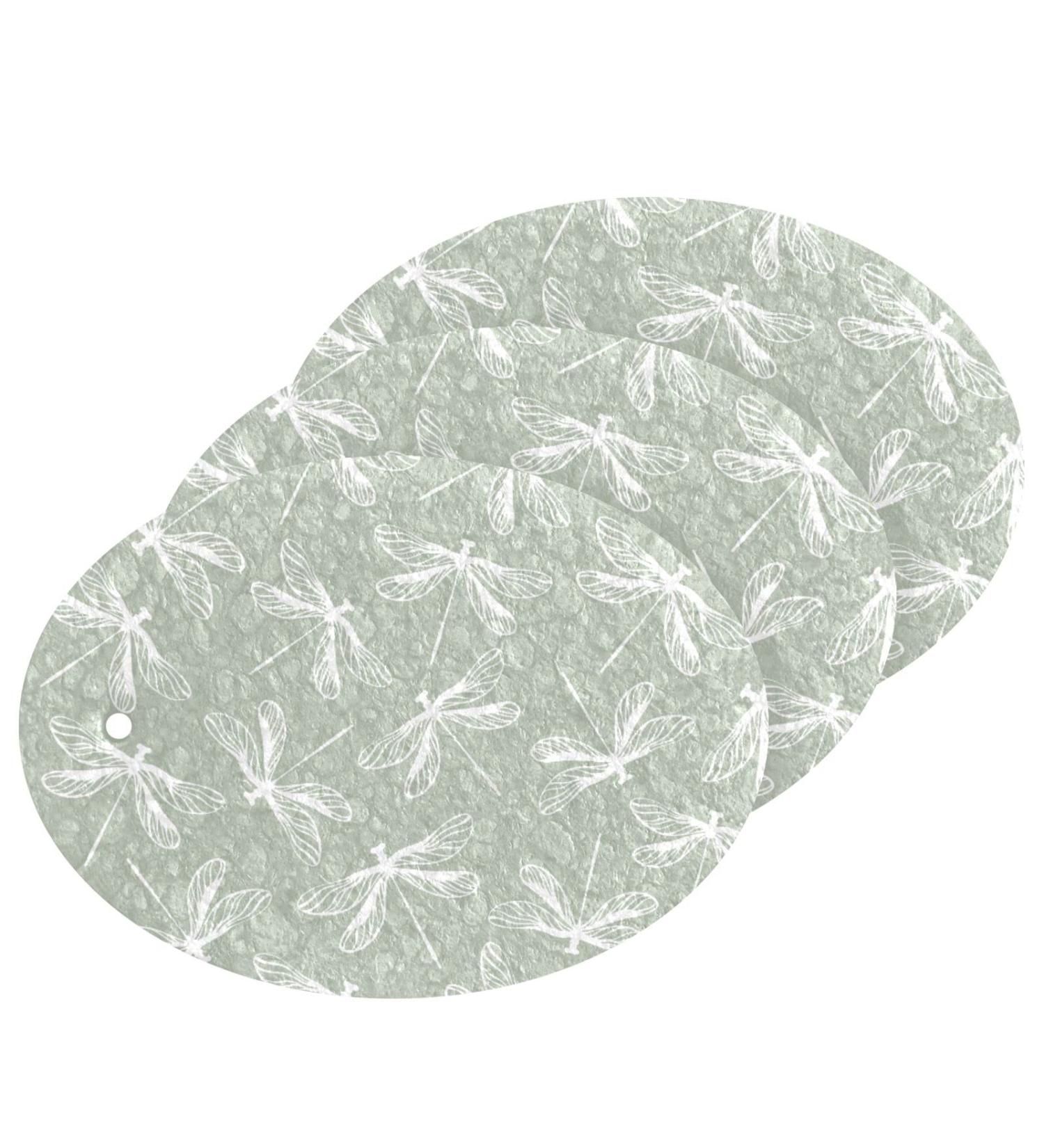 3-Pack Cleaning Kitchen Sponges Oval Dragonfly Green Kitchen Cellulose Dishwashing Wood Pulp Cotton - Buy Online on GoSupps.com