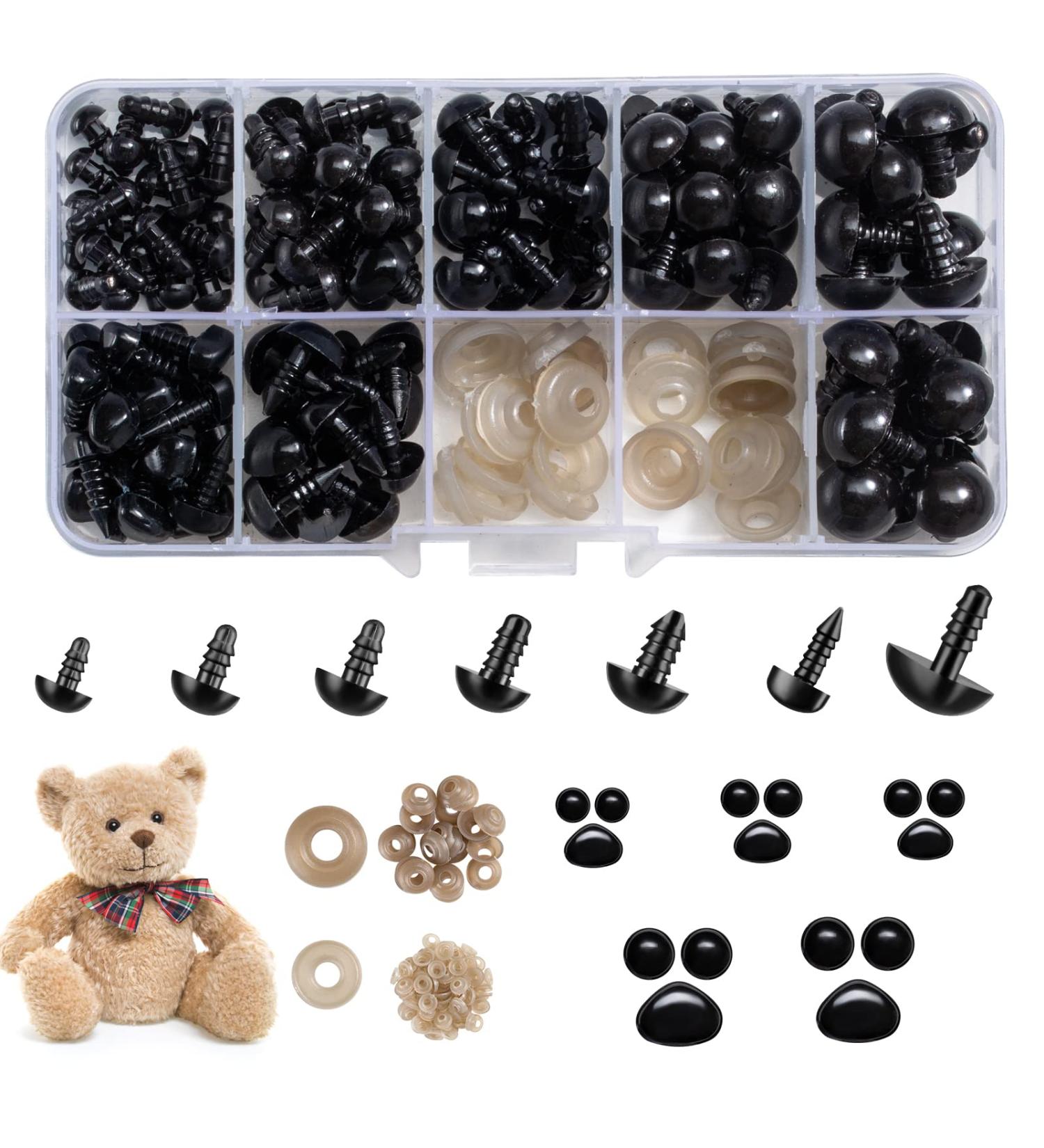 270PCS Black Plastic Safety Eyes & Noses with Washers for Doll Making Crafts - Buy Online on GoSupps.com