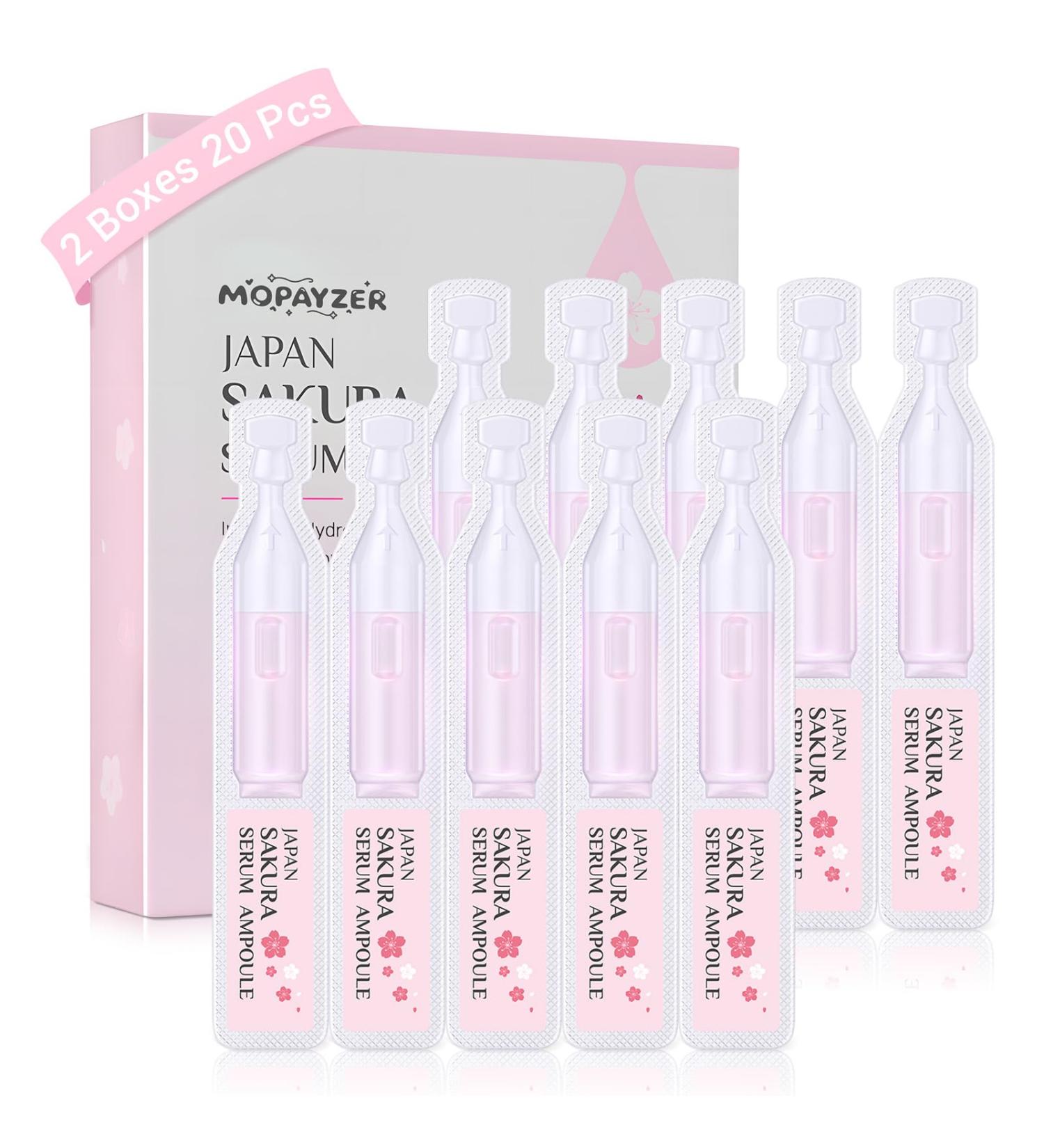 Japan Sakura Serum Ampoule Intensive Hydration & Soothing Skin Cherry Blossom Essence Ampoules for Face Sakura Extract + Vitamin C Smooth Fine Lines Moisturizing Skin Care 2 Boxes of 20 Ampoules - Buy Online on GoSupps.com
