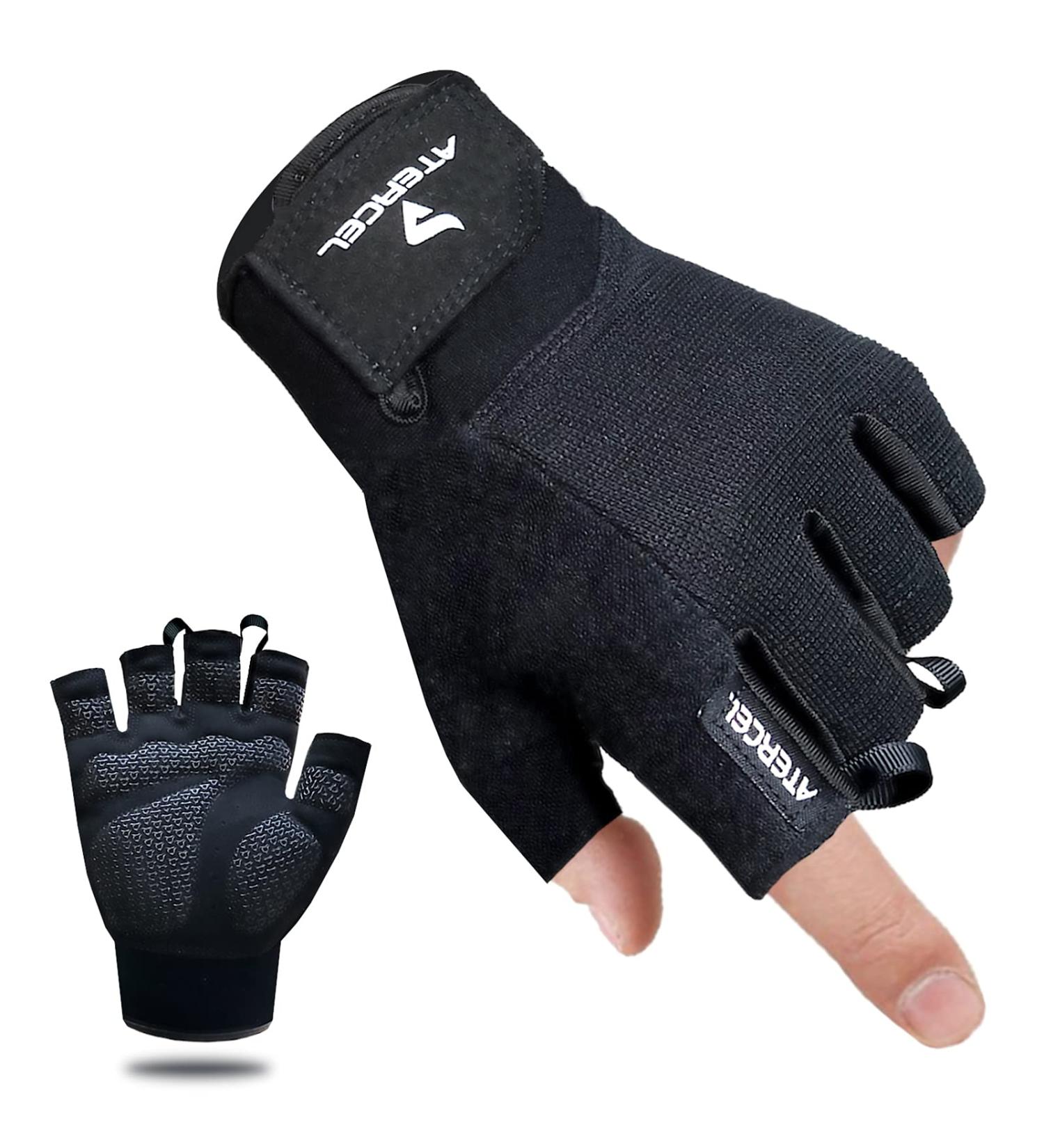 ATERCEL Workout Gloves for Men and Women - Breathable Weight Lifting Gloves for Gym, Training, and Cycling - Snug Fit, Black Medium - Buy Online on GoSupps.com
