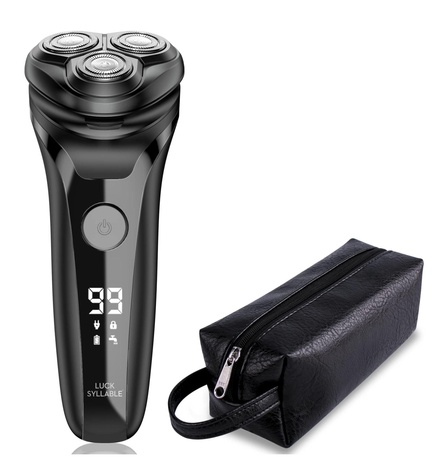 Men's Electric Shaver with Sideburn Trimmer | Rechargeable Rotary Razor | LCD Power Indicator | Wet & Dry | Fast Charging - Buy Online on GoSupps.com
