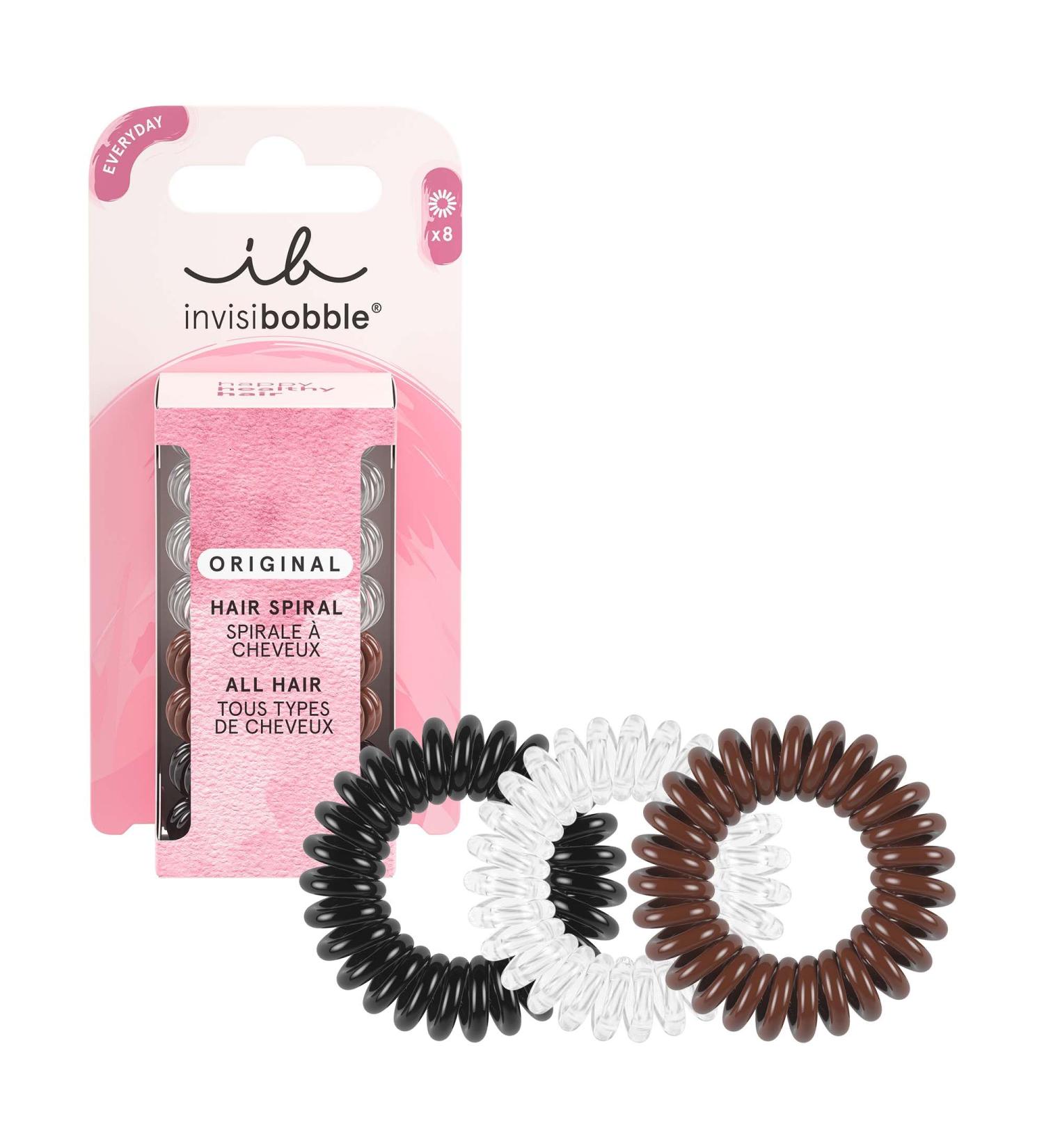 Buy Invisibobble Original Spiral Hair Ties - 8 Pack Transparent Black & Brown Hair-Friendly Unisex Multi-Colored Hair Tie Set - Buy Online on GoSupps.com