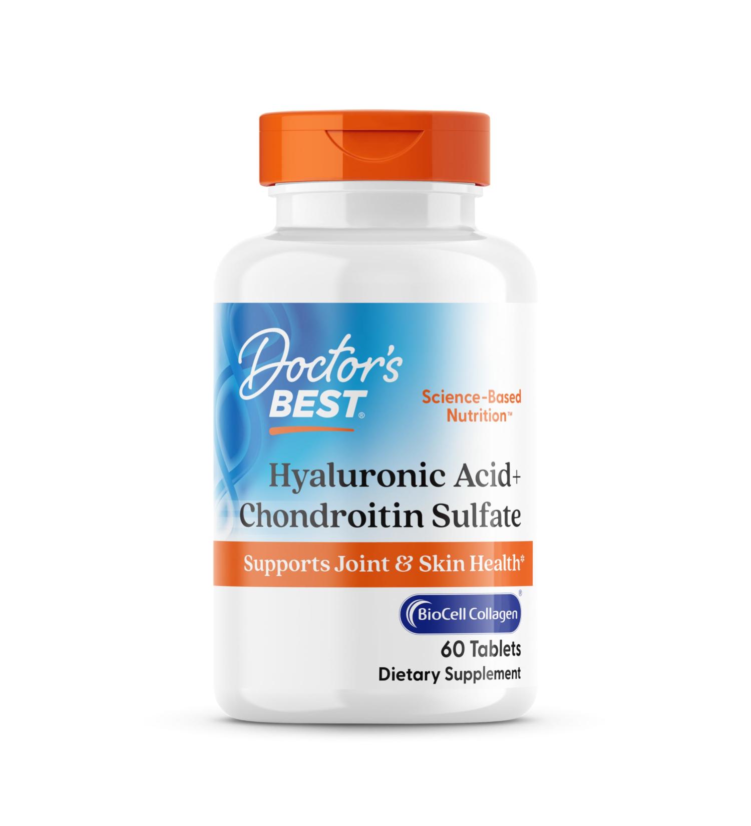 Doctor's Best Hyaluronic Acid with Chondroitin Sulfate featuring BioCell Collagen Non-GMO Gluten Free Soy Free Joint Support - Buy Online on GoSupps.com