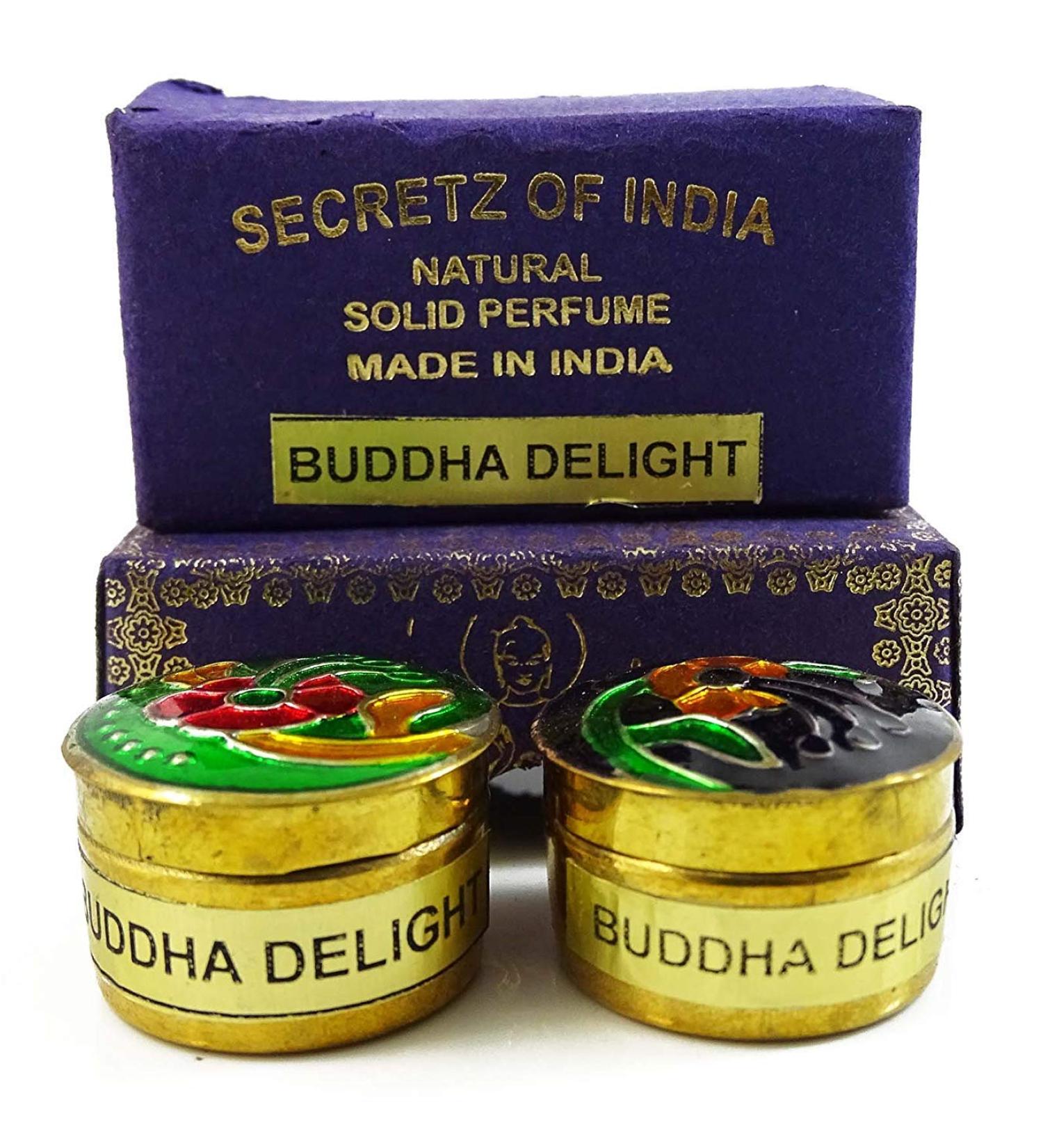 Natural Buddha Delight Fragrance Solid Perfume Body Musk In Mini Brass Jar 4g - Buy Online on GoSupps.com