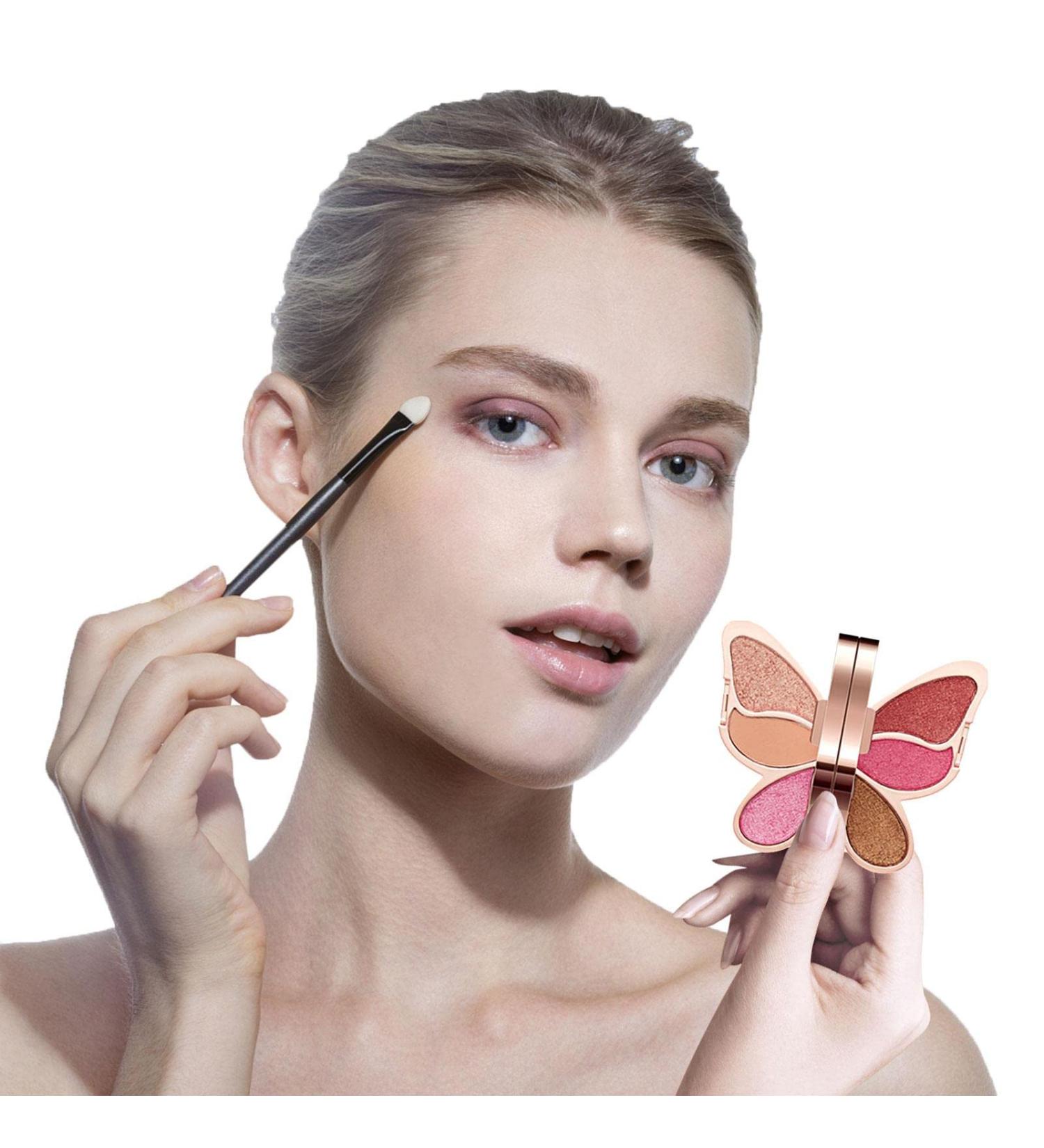 Butterfly Shape Eyeshadow Palette Matte Shimmer Glitter Ultra-Blendable Eye Shadow Pallet | Blendable Natural 6 Colors Eyeshadow Cosmetics Gift Kit Greatideal Crimson Rose Color - Buy Online on GoSupps.com