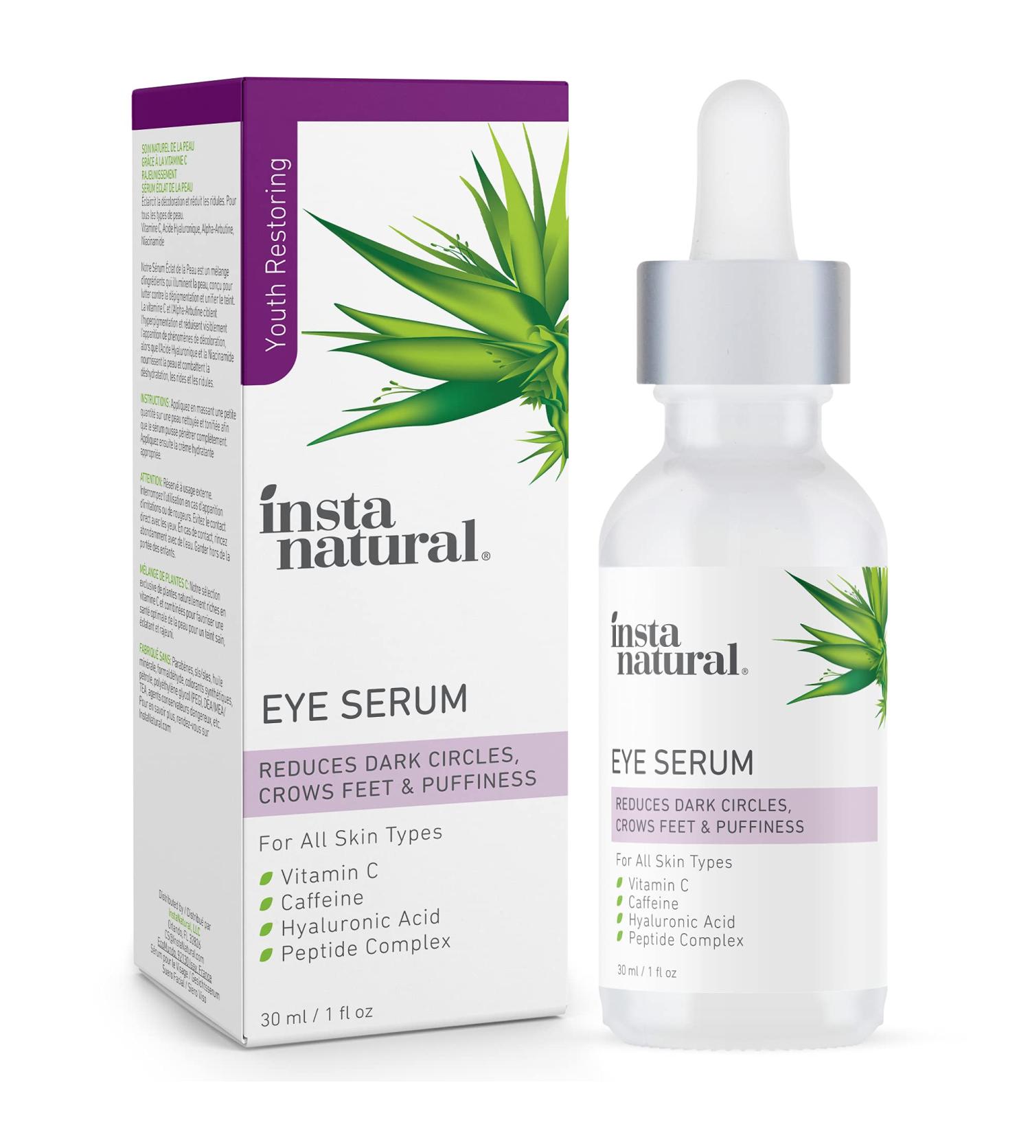 InstaNatural Youth Restoring Eye Serum 1 fl oz - Anti-Aging Eye Treatment for Dark Circles & Puffiness - Buy Online on GoSupps.com
