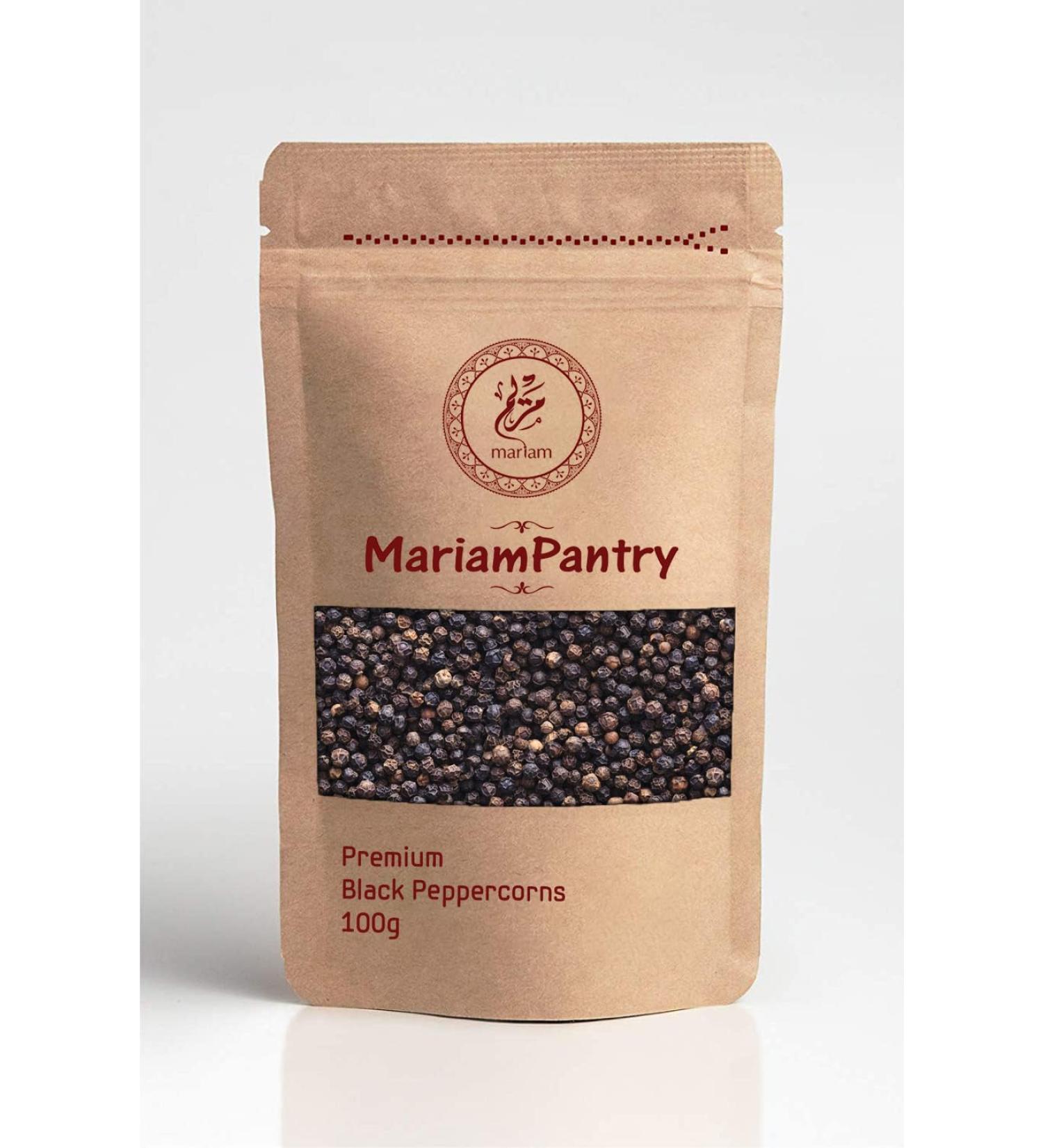 Premium Black Peppercorns 100g - MariamPantry Resealable Kraft Bag Pouch - Buy Online on GoSupps.com