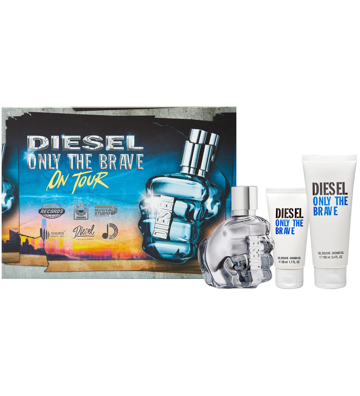 Diesel Only The Brave Eau de Toilette for Men Fougere Scent With Notes of Lemon Rosemary & Ambery Wood Gift set: EDT 4.2 Fl Oz + 2 shower gel - Buy Online on GoSupps.com
