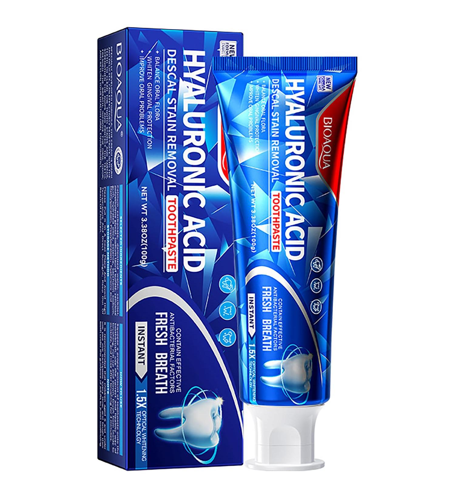 BIOAQUA 1.5X Instant Whitening Toothpaste - Enamel Safe Gingival Protection Fresh Breath & Stain Removal with Hyaluronic Acid | 100g / 3.38oz - International Shipping Available - Buy Online on GoSupps.com