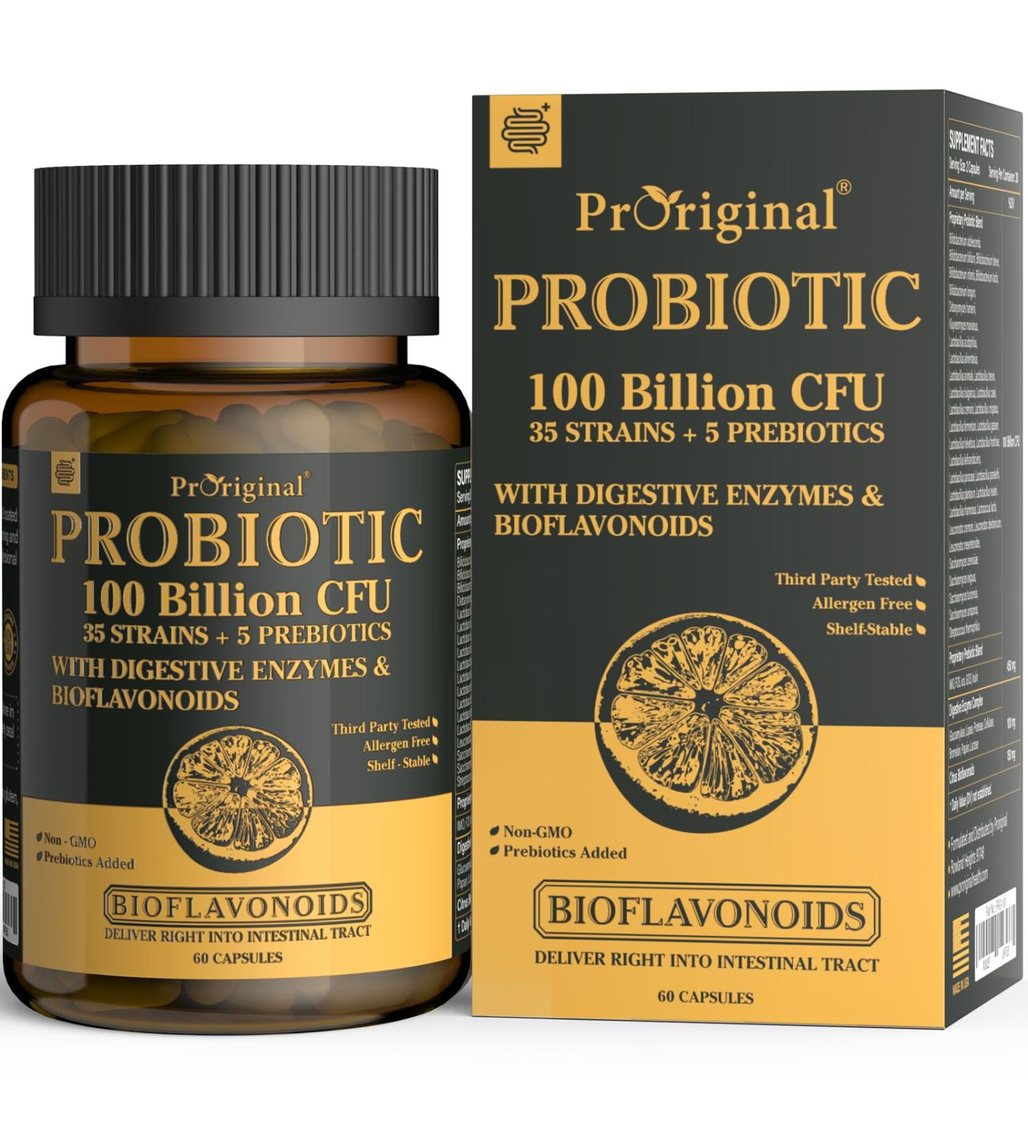 Probiotics with Prebiotics for Men and Women - 35 Strains Organic Probiotics 100 Billion CFU for Gut & Digestive Health Vegan Acidophilus Probiotic Supplement Non-GMO Raw Probiotic 60 Capsules 60 Count/30 Days Supply - Buy Online on GoSupps.com