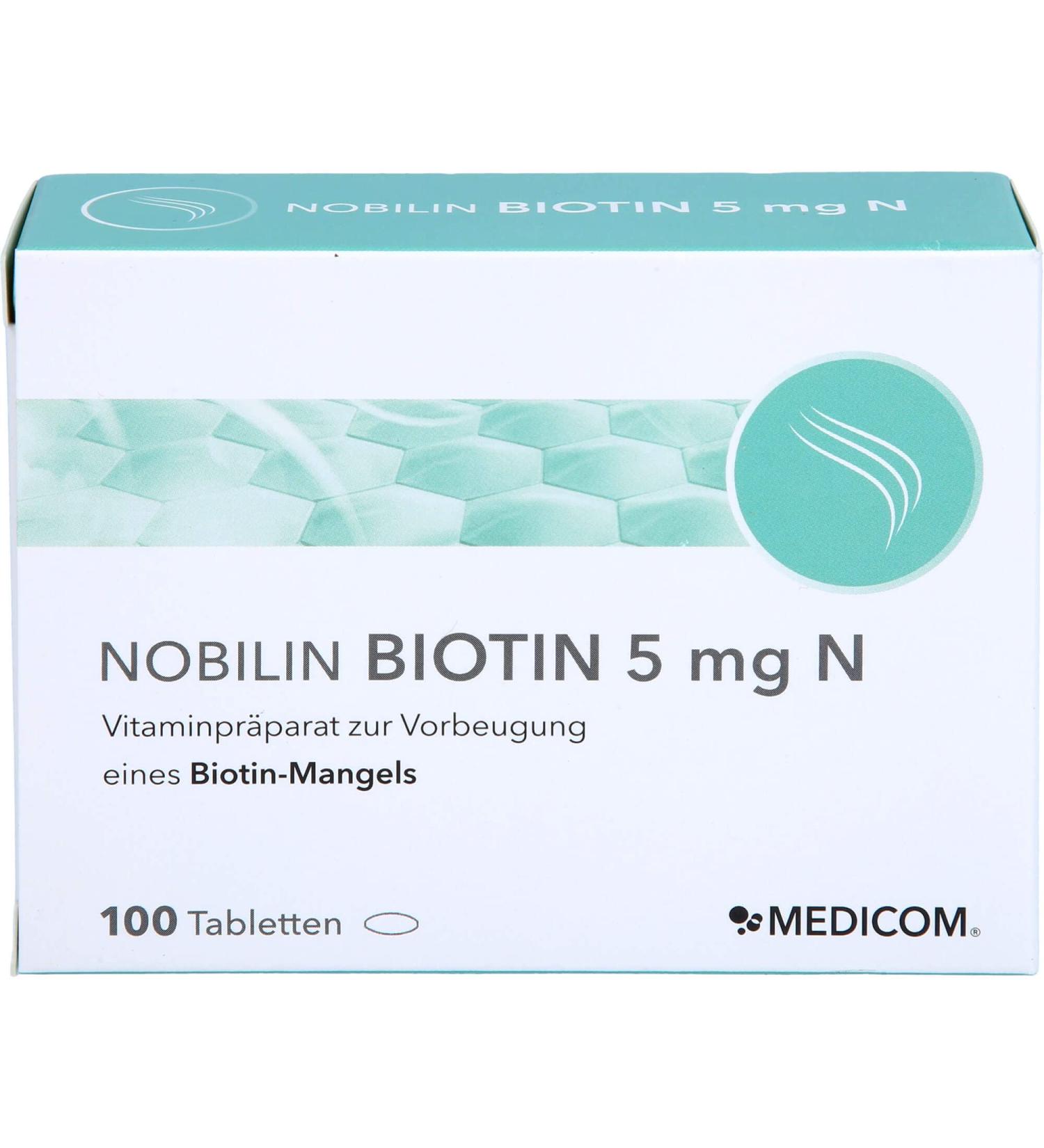 Nobilin Biotin 5 mg Tablets - 100 Count for Healthy Hair Skin & Nails | Buy Internationally - Buy Online on GoSupps.com