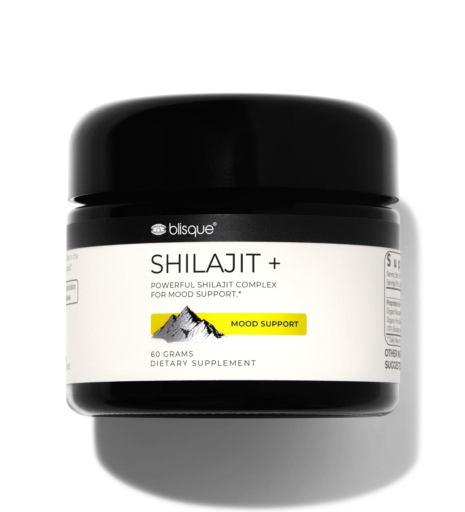 Blisque - Natural Himalayan Organic Shilajit Resin Supplement | for Mood Support | with Organic Mucuna Pruriens and Holy Basil | Authentic and Natural | 60 Grams - Buy Online on GoSupps.com